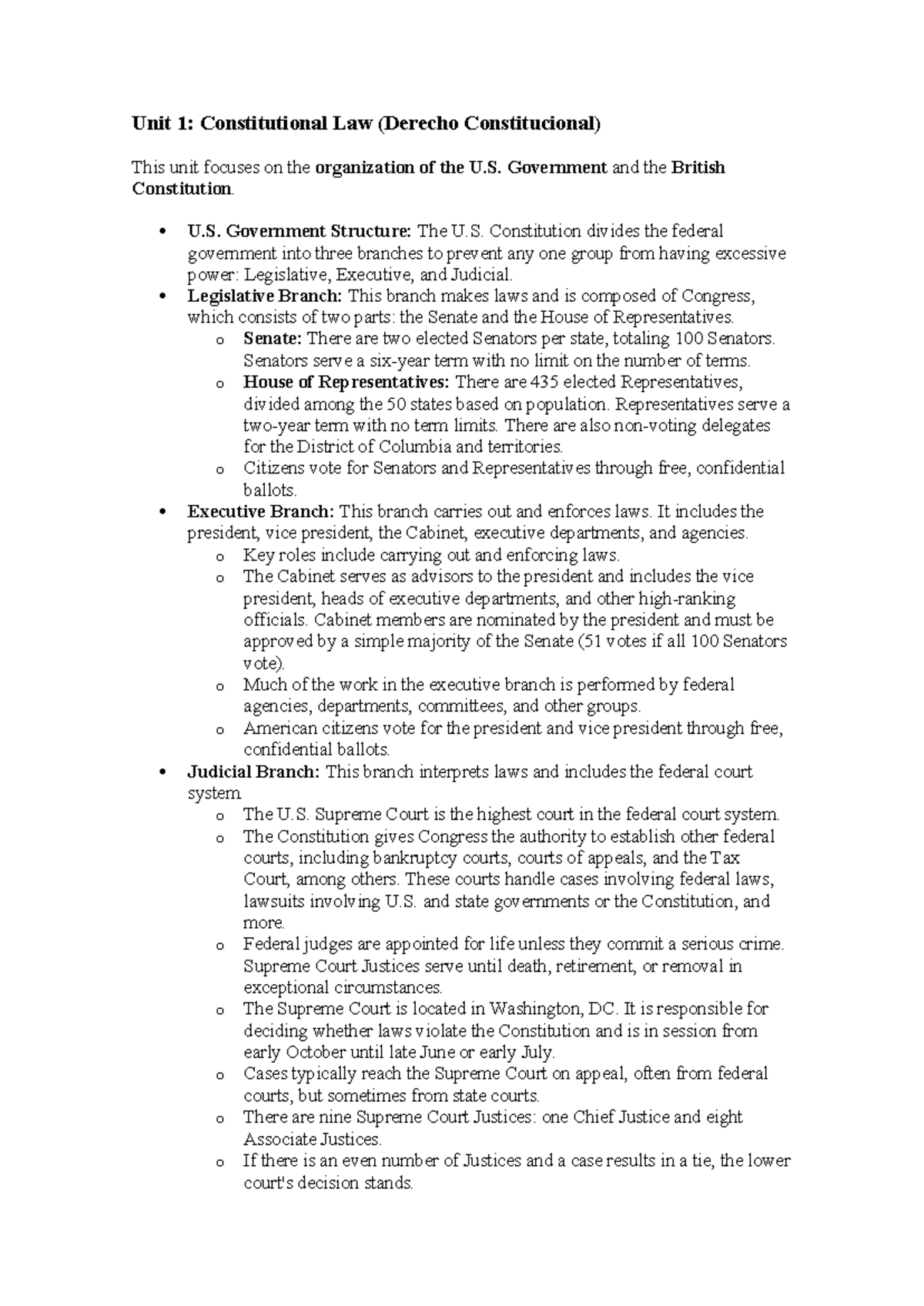 Unit 1: Constitutional Law Overview (Derecho Constitucional) - Studocu