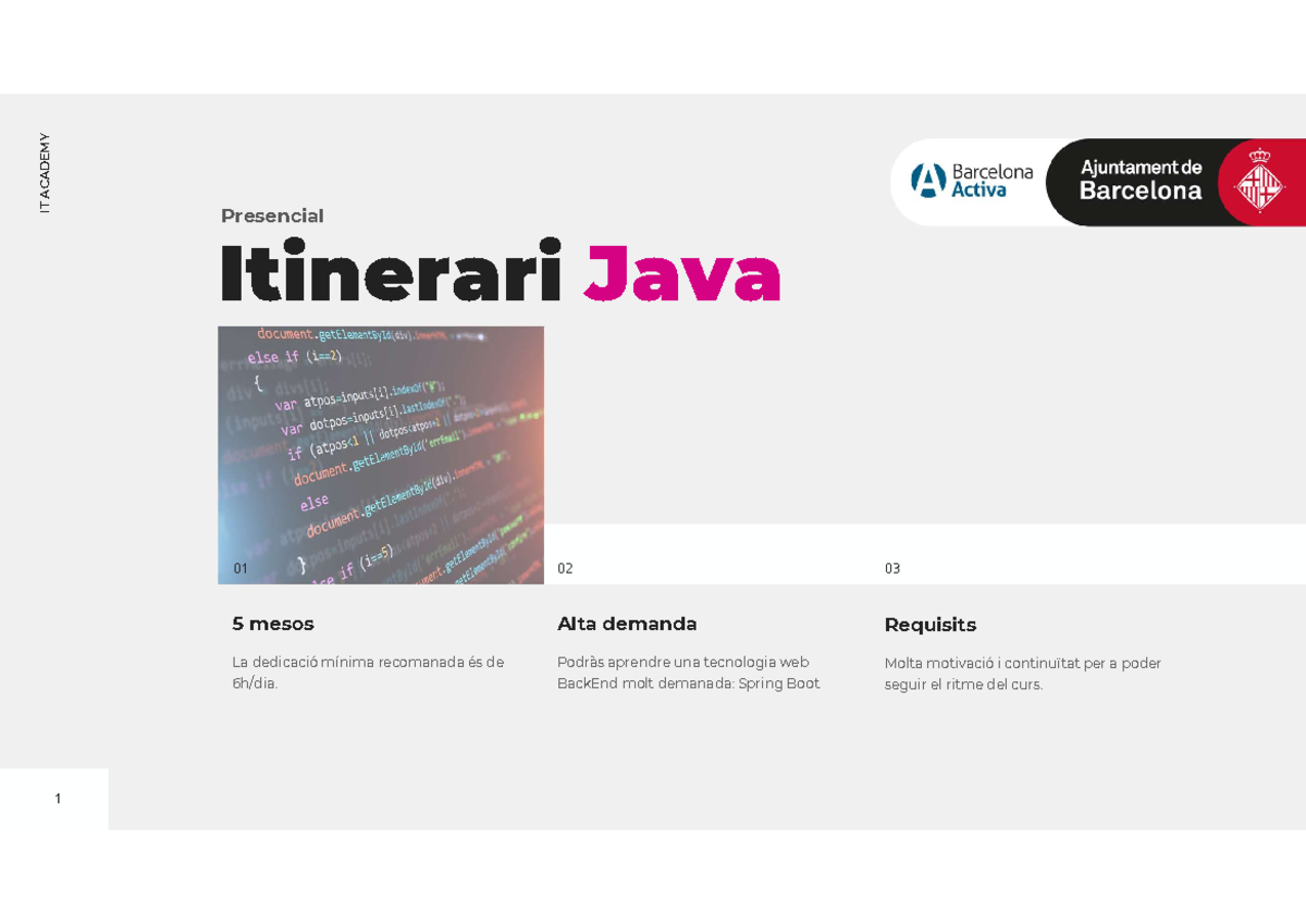 Itinerari Presencial JAVA - 123: Formació en Desenvolupament Web - Studocu