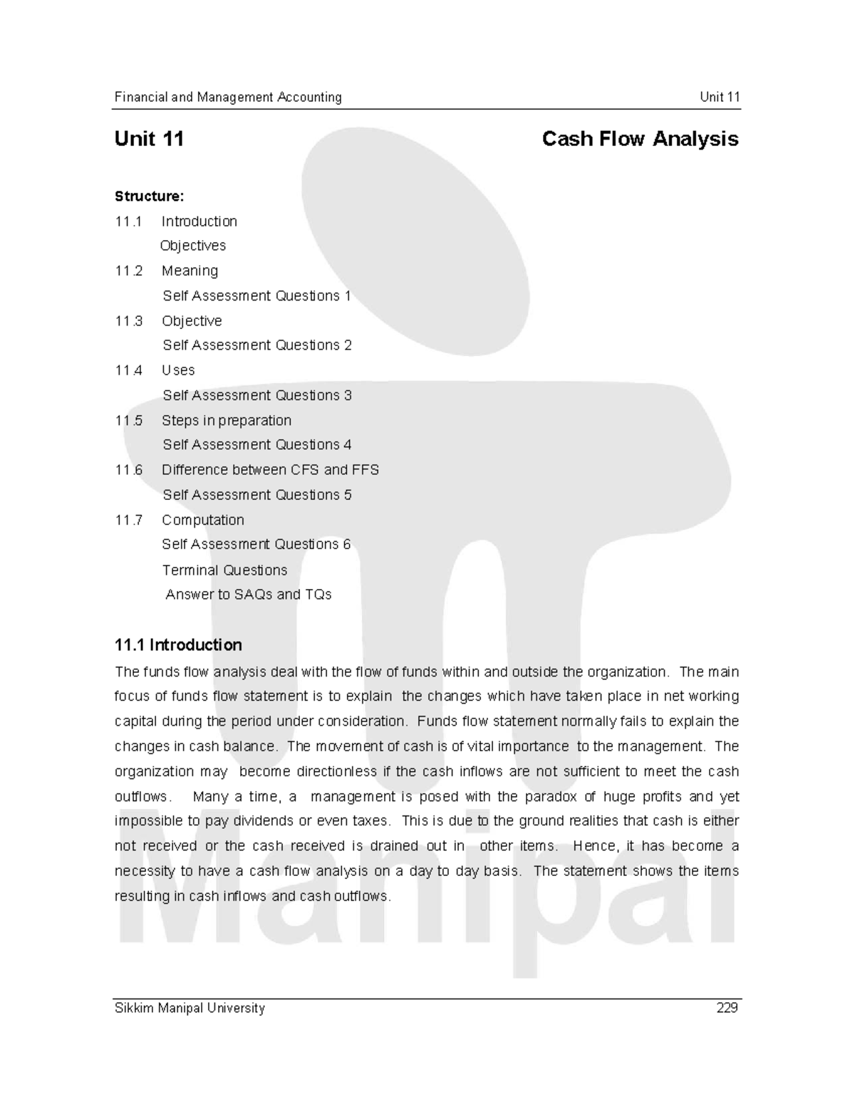 Financial and Management Accounting Unit 11: Cash Flow Analysis ...
