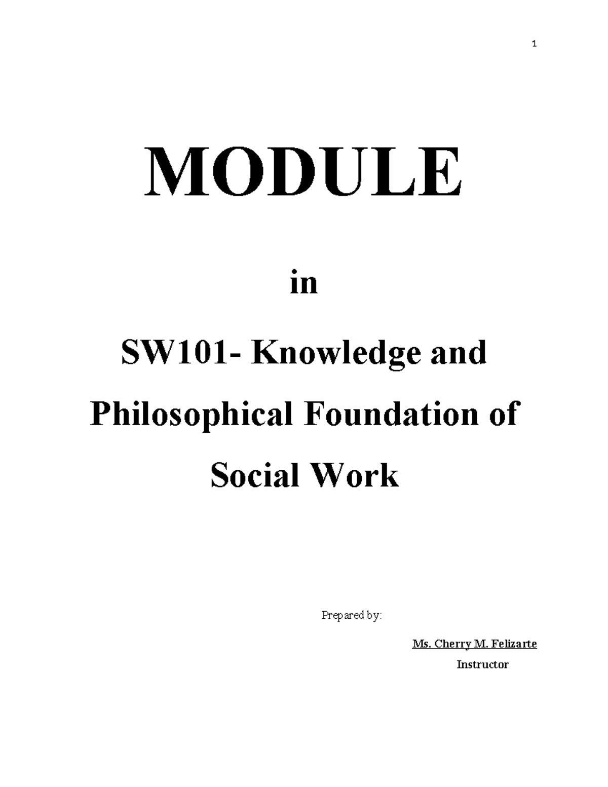 SW101: Knowledge and Philosophical Foundations of Social Work - Studocu