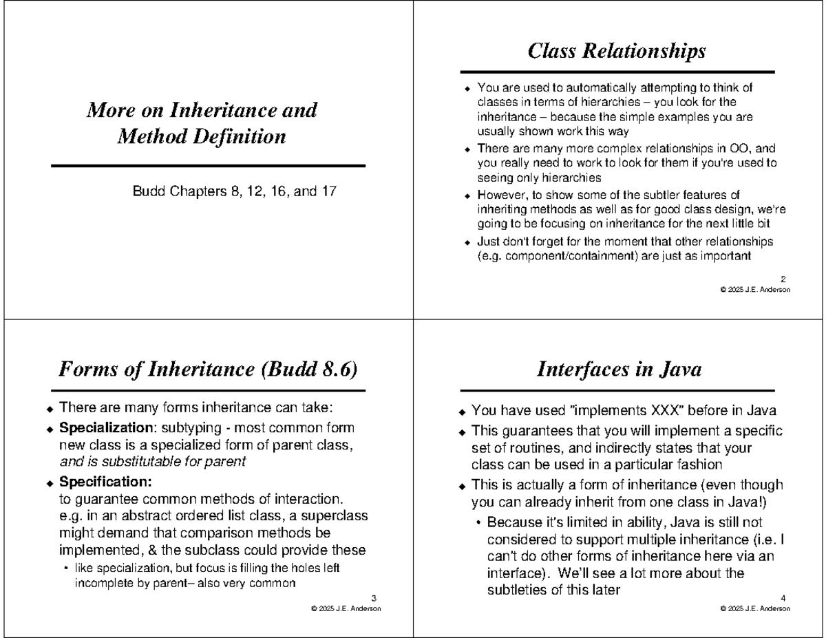 Inheritance and Class Relationships: Week 2 Lecture Notes (CS101) - Studocu