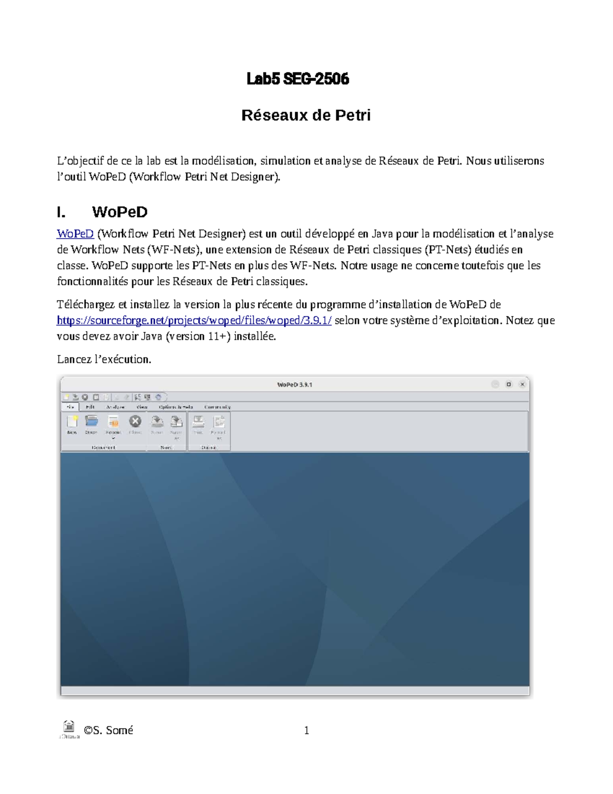 SEG3502 Lab5: Modélisation et Analyse des Réseaux de Petri avec WoPeD ...