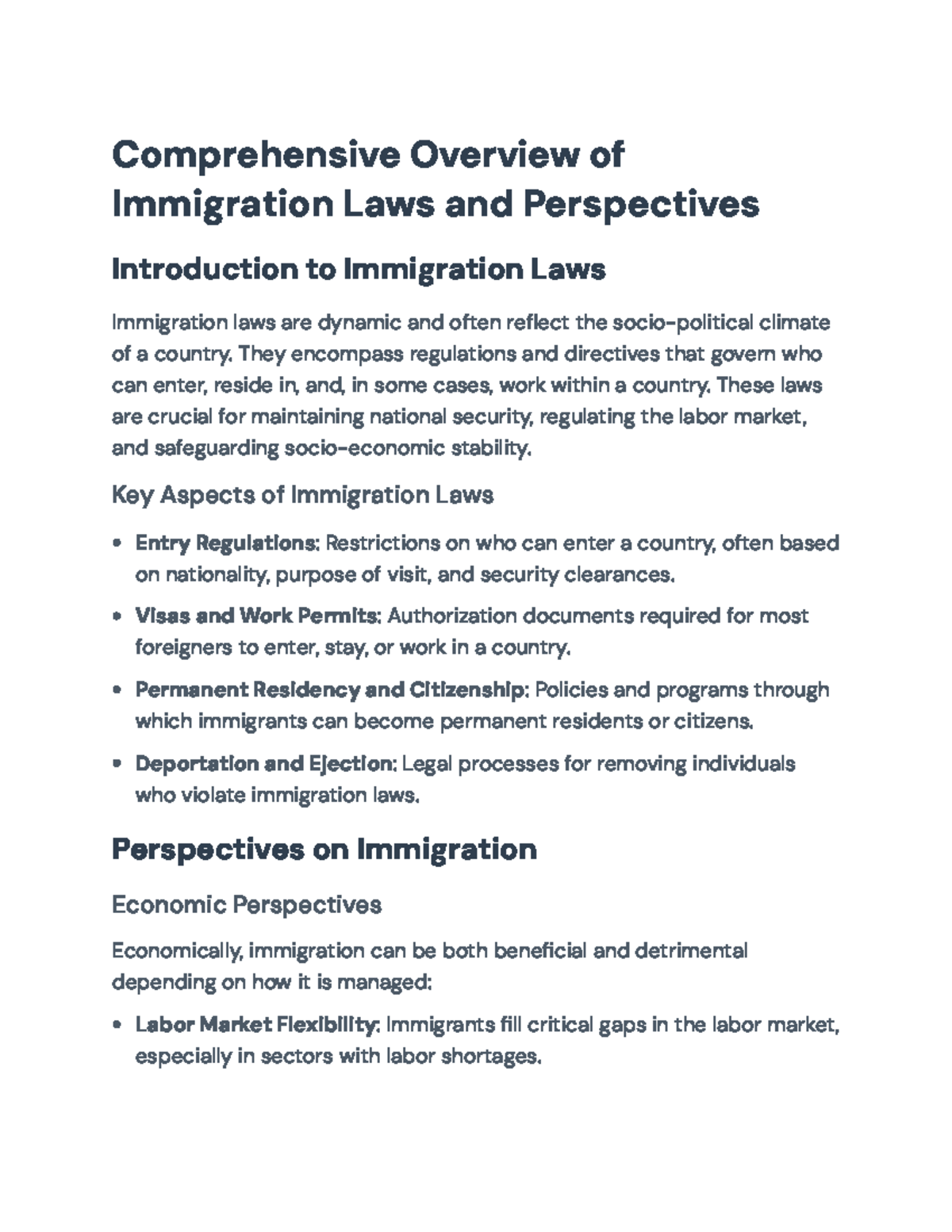 Comprehensive Overview of Immigration Laws and Perspectives ...