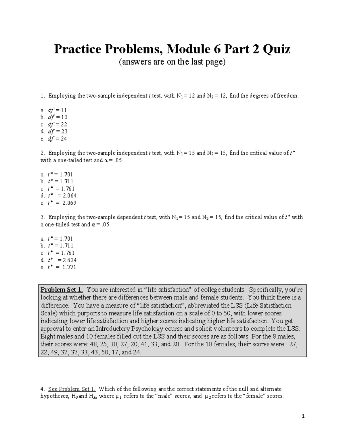 Practice Problems, PSY 101 Module 6 Part 2 Quiz Answers - Studocu