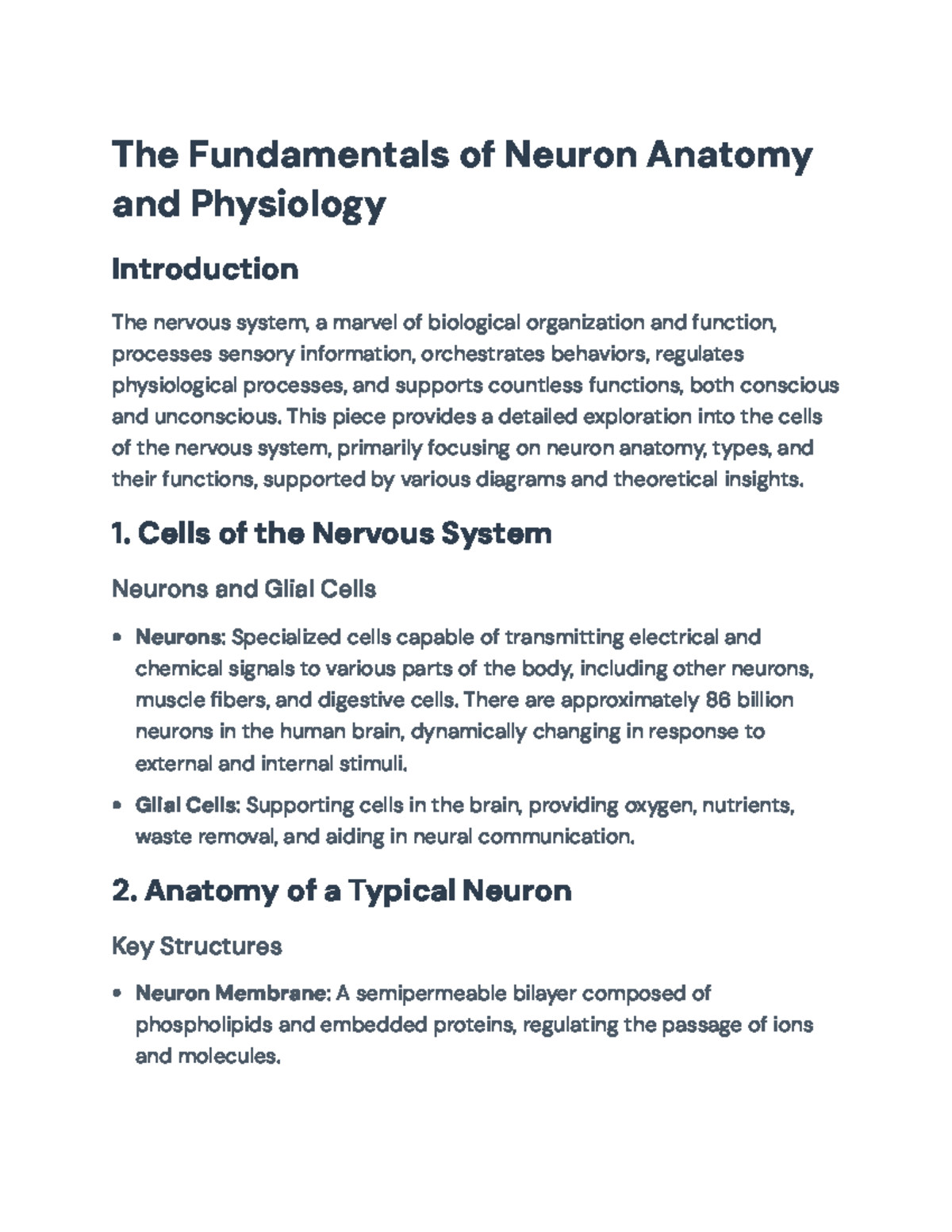 Neuron Anatomy and Physiology: A Comprehensive Overview - The ...