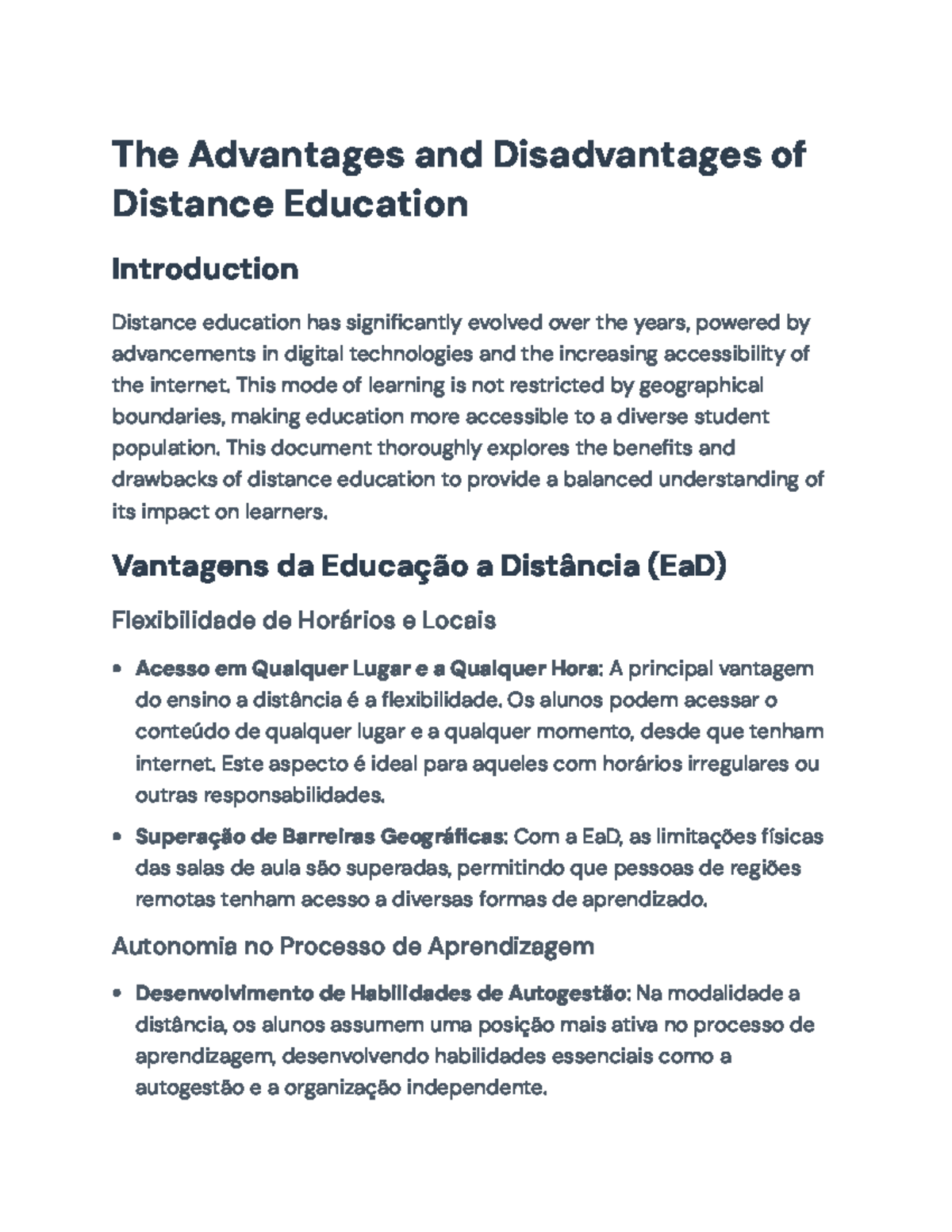 Análise das Vantagens e Desvantagens da Educação a Distância (EAD ...
