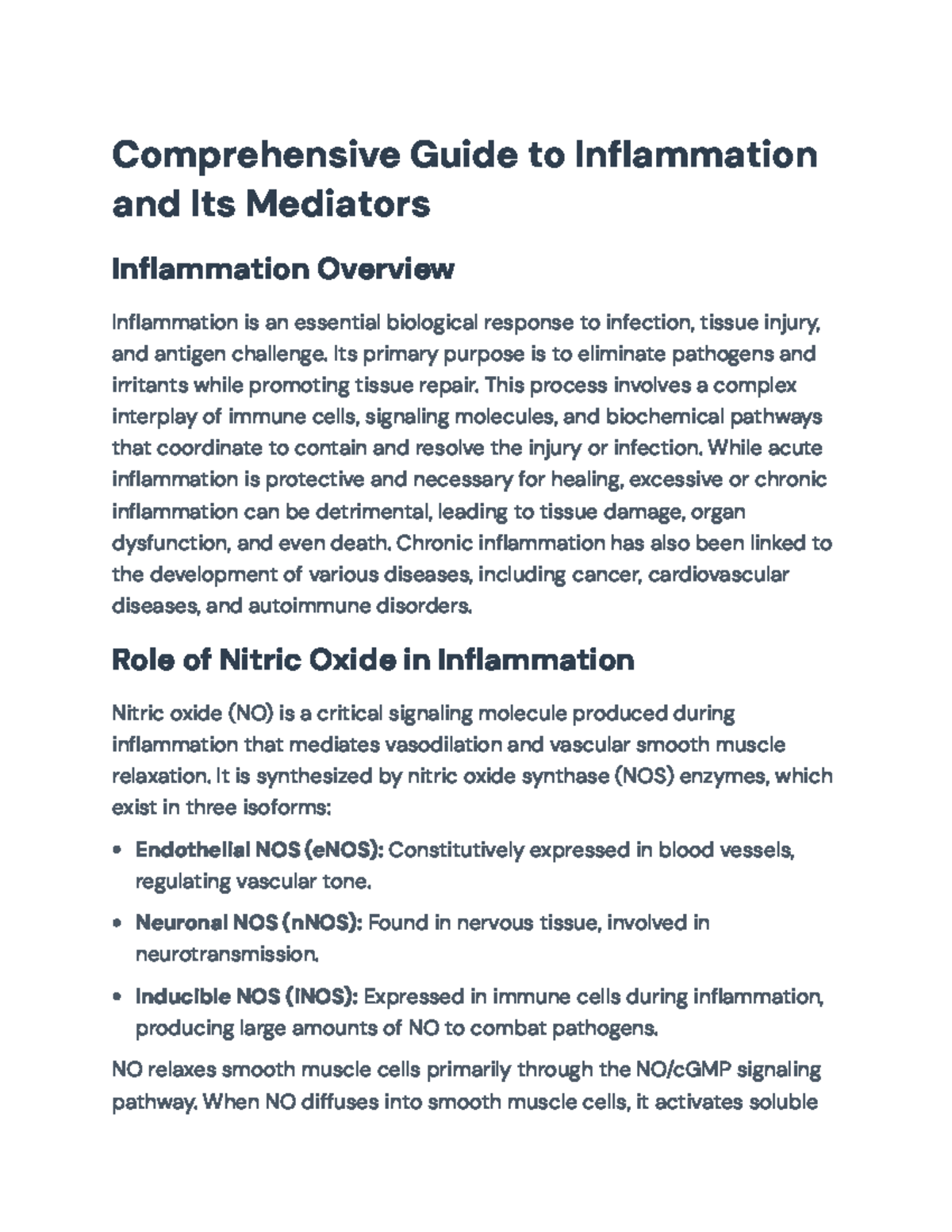 Comprehensive Overview of Inflammation Mechanisms and Mediators (BIO ...