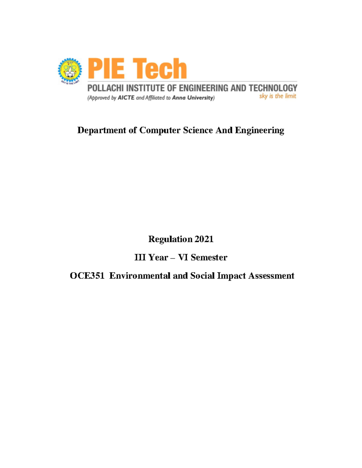 OCE351 Final Exam Notes: Environmental & Social Impact Assessment - Studocu