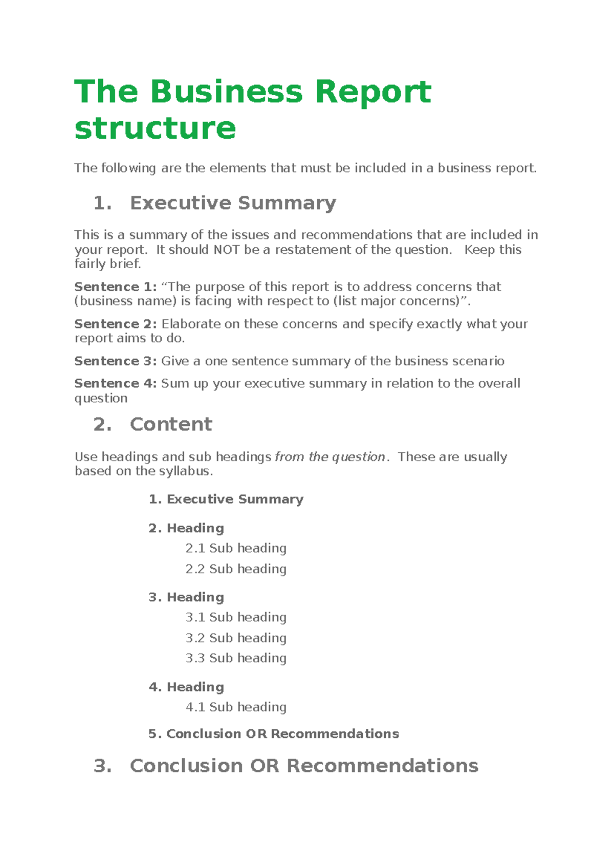 Business Report Guidelines for Effective Execution and Structure - Studocu
