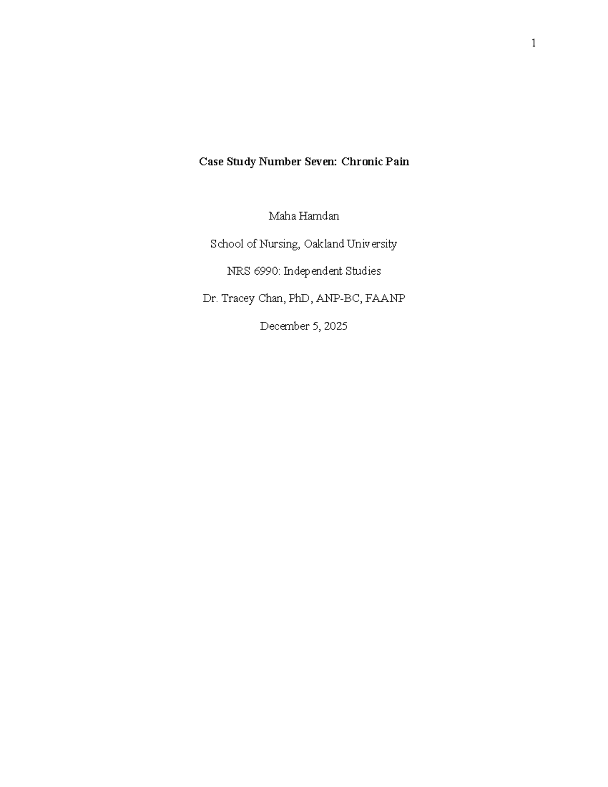 NRS 6990 Case Study 7: Chronic Low Back Pain Management - Studocu