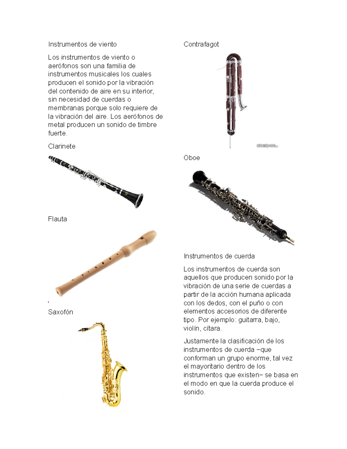 Instrumentos De Viento Y Nombres