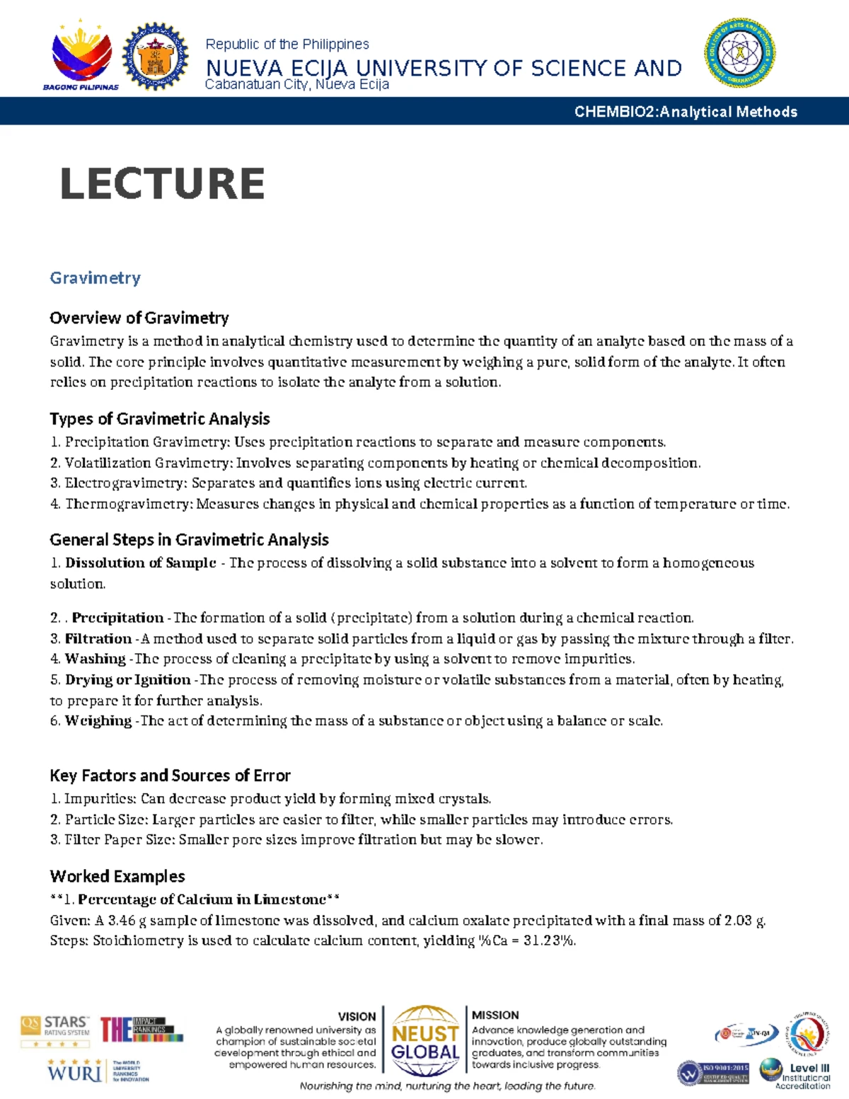 Analytical Methods 2: Key Concepts and Definitions for Chemistry - Studocu