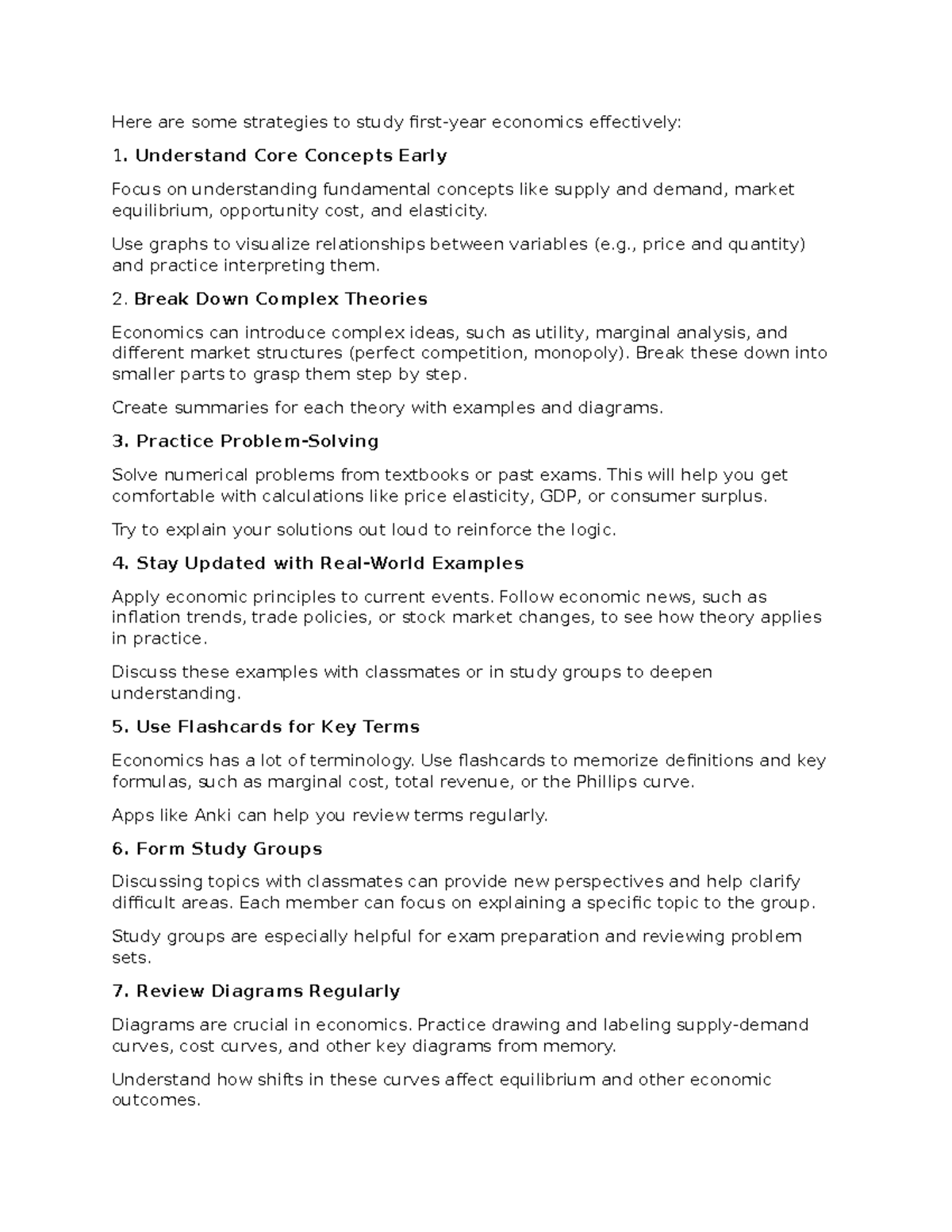 Effective Study Tips for First-Year Economics (ECO101) - Studocu