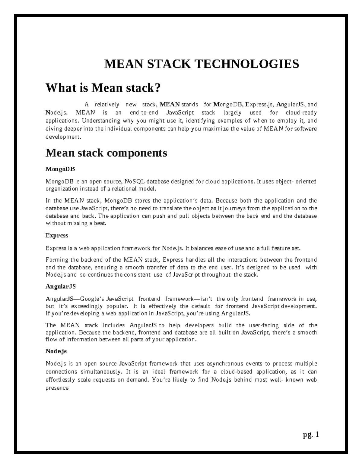 MEAN Stack Technologies Overview and HTML5 Exercises (Course Code ...