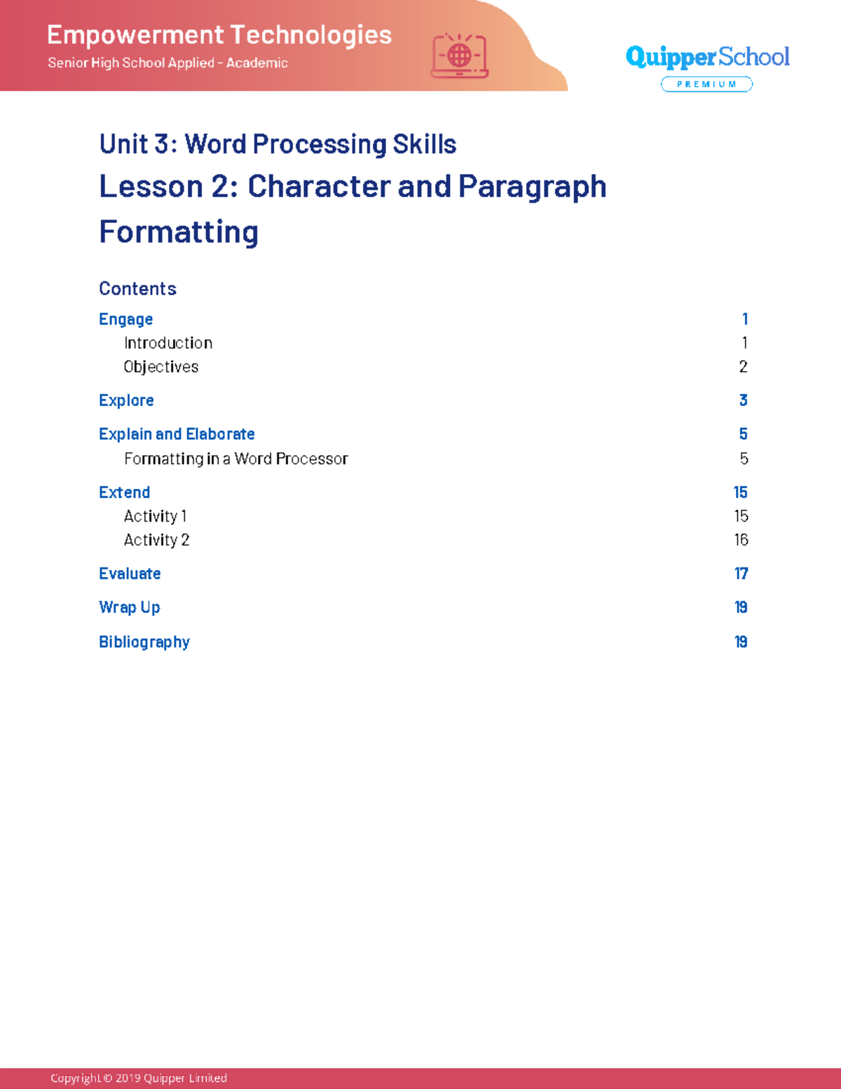 Unit 3 Lesson 2: Character & Paragraph Formatting Overview - Studocu