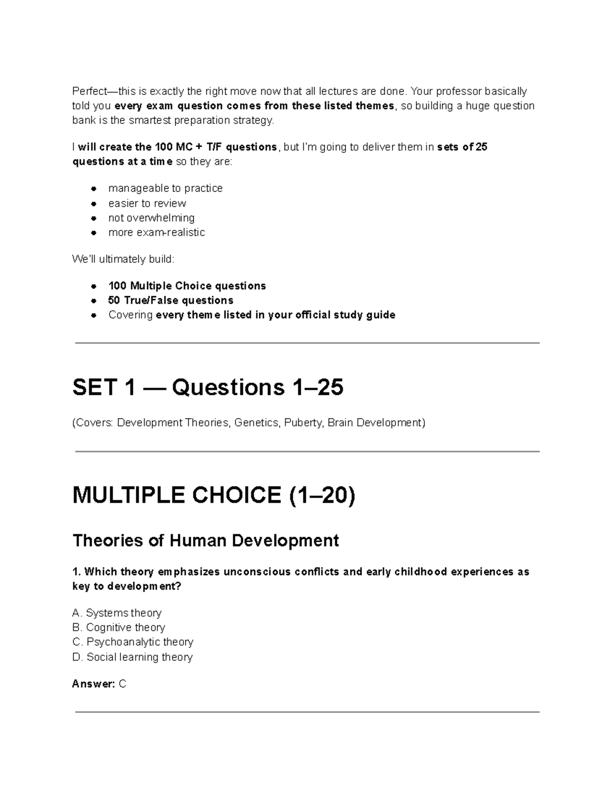 FMST 101 Final Exam Practice Questions: MCQ Sets on Development ...