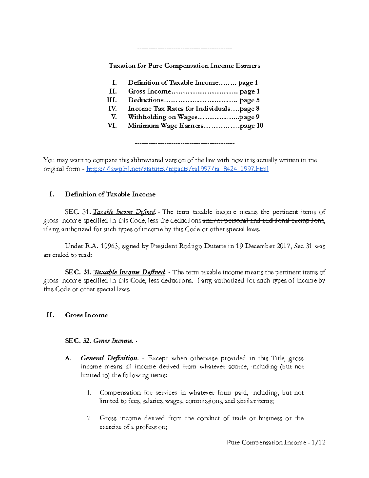 2024 Version - Pure Compensation Income Tax Rates & Definitions - Studocu