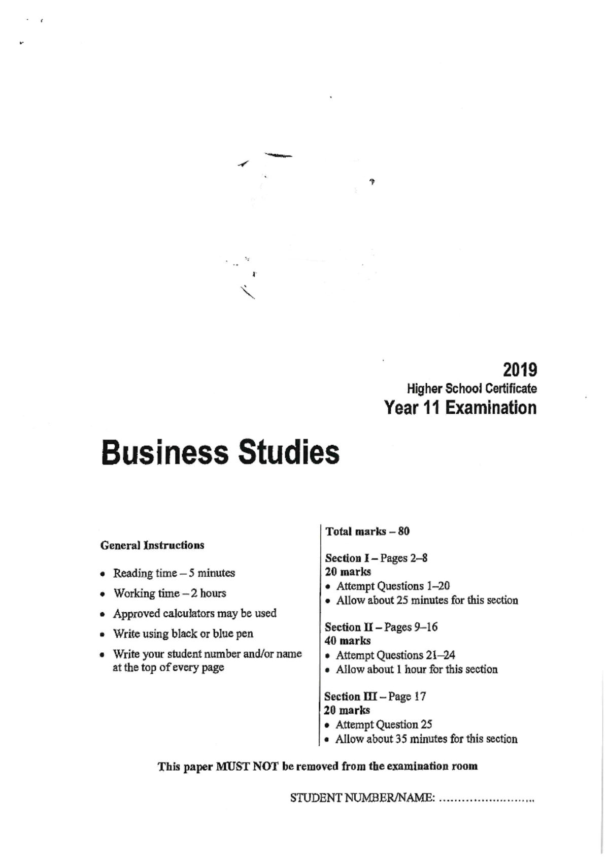 Year 11 Past Business Exam Papers Revision Guide - Studocu