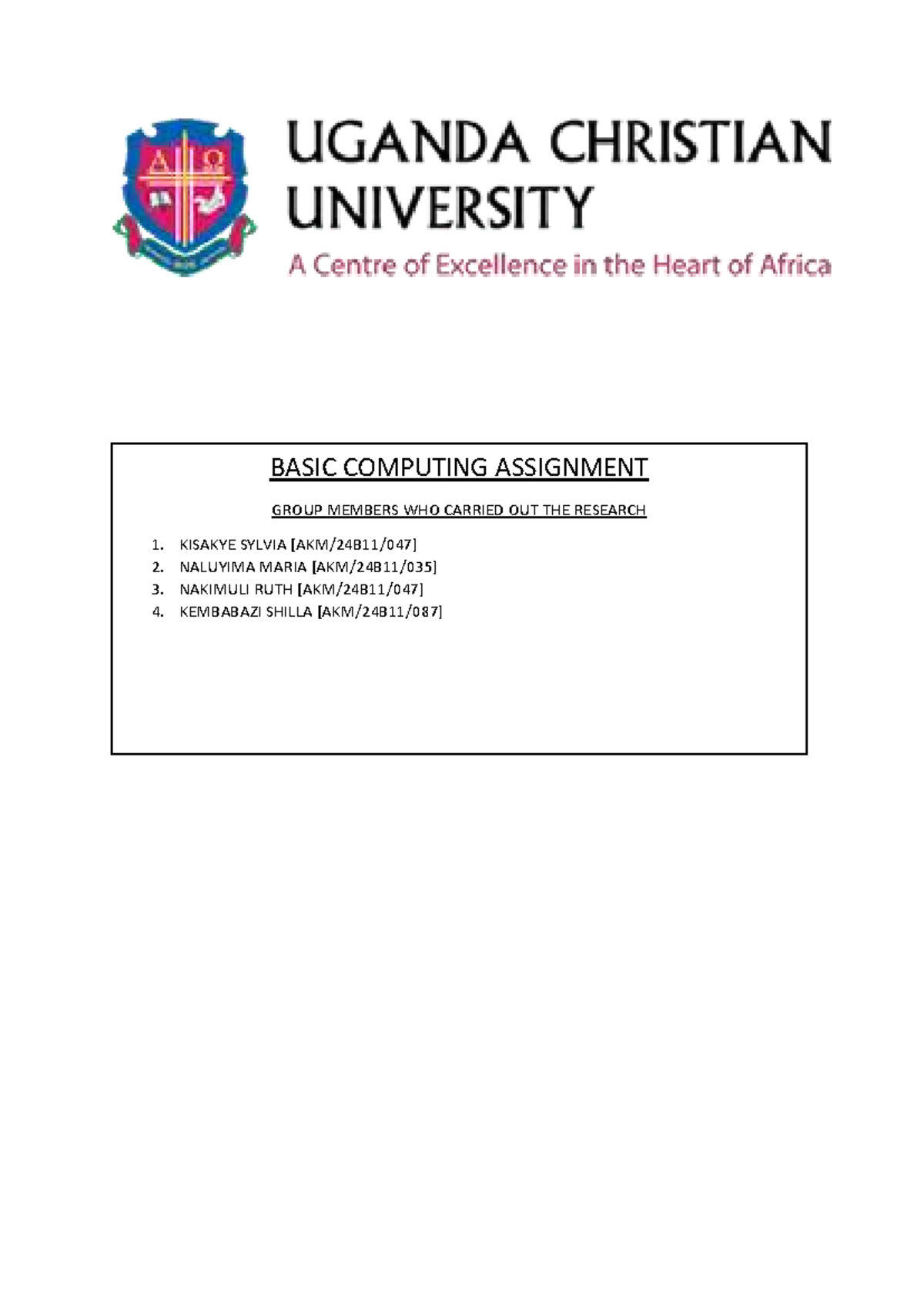 BASIC COMPUTING ASSIGNMENT: UCU Campus Network Analysis - Studocu