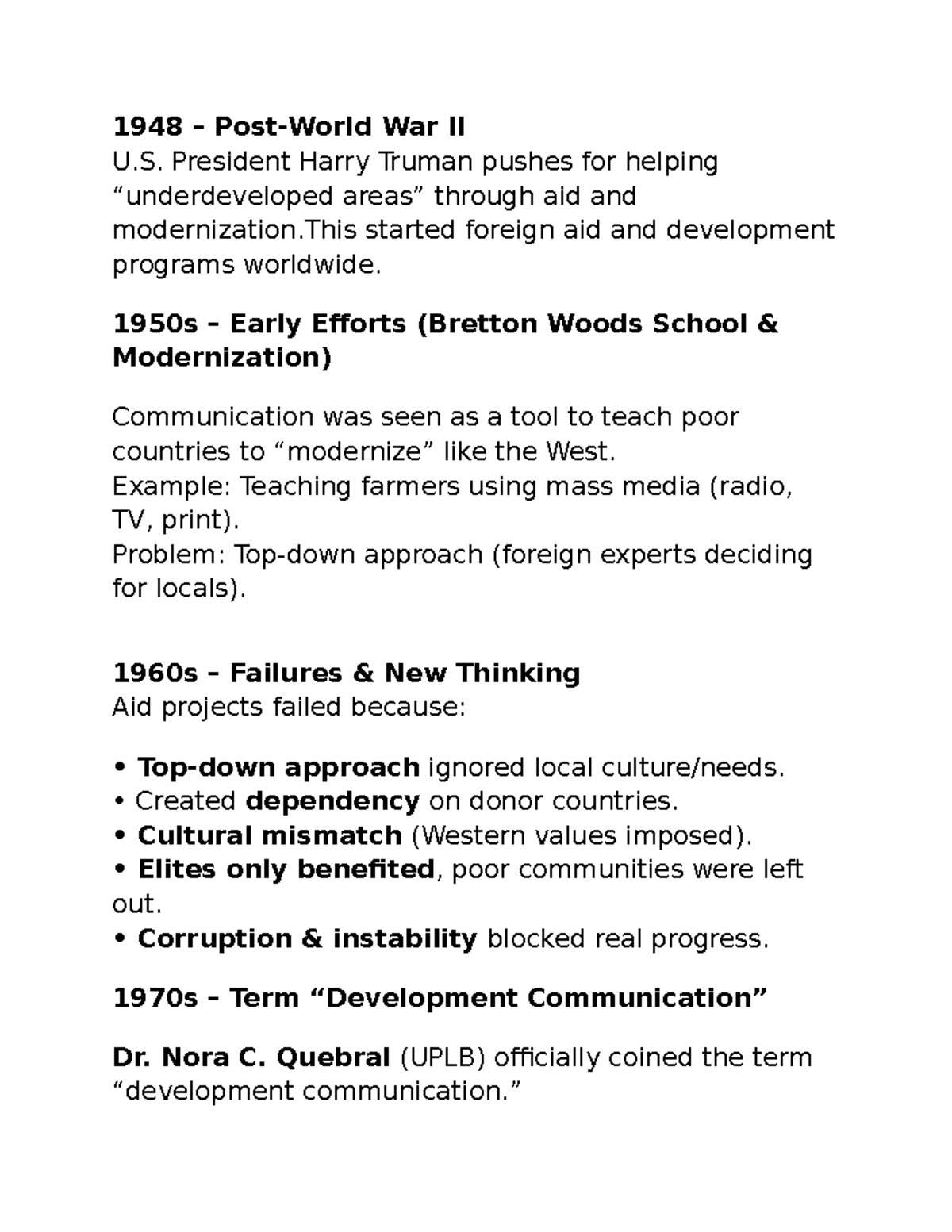 DevCom Timeline: Evolution of Development Communication (DEVCOM 101 ...