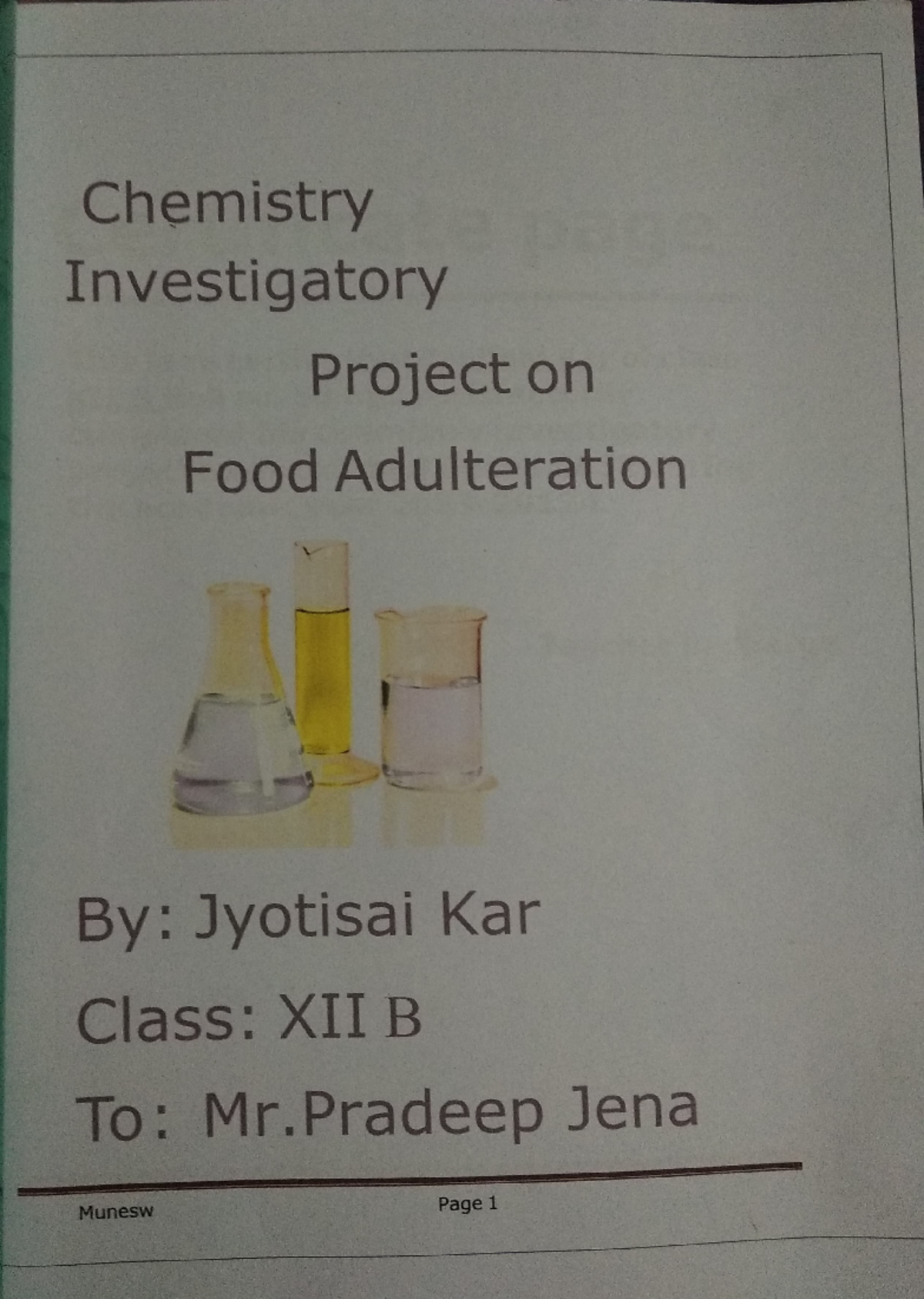 Chemistry Project - good - Chemistry Investigatory Project on Food ...