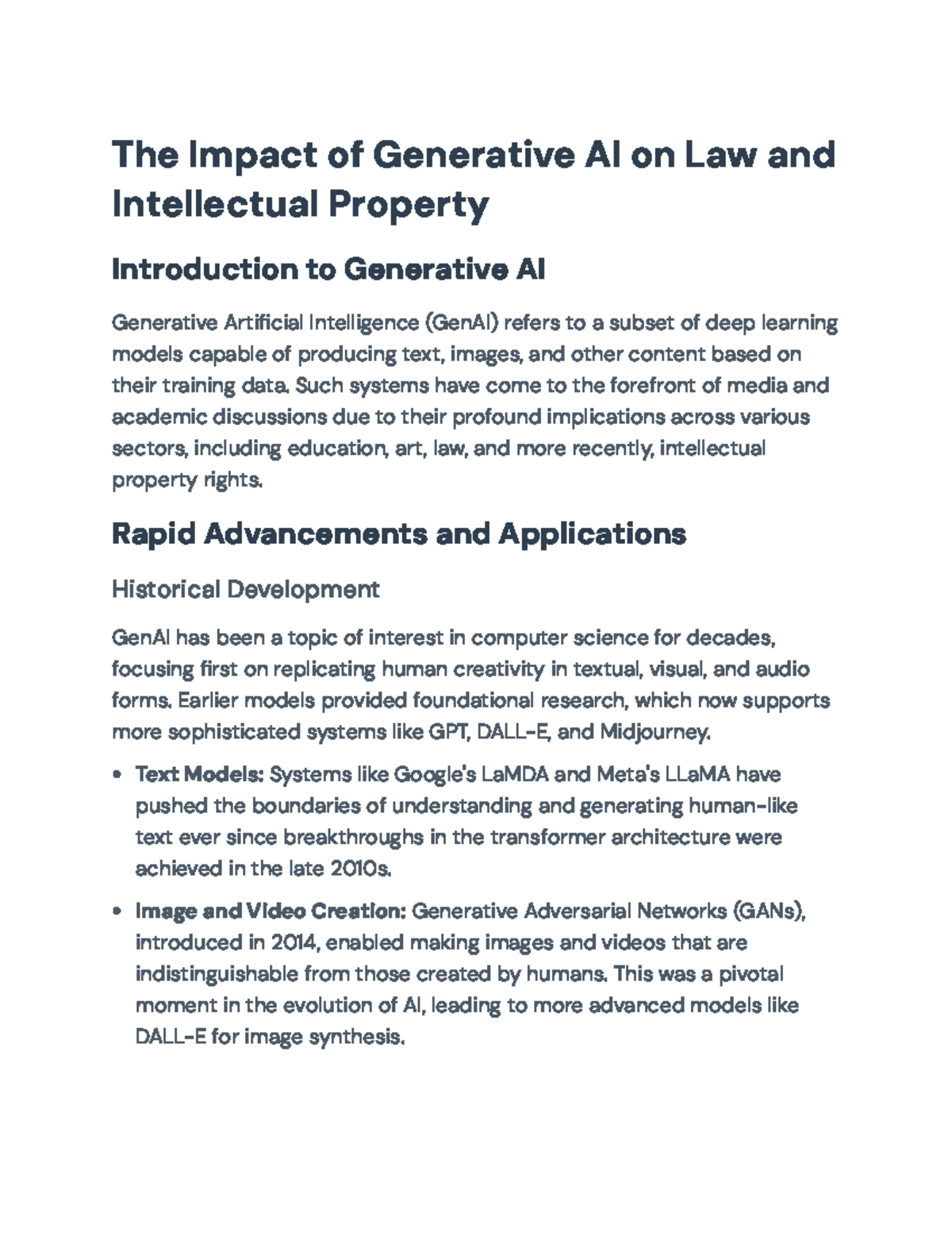 The Impact of Generative AI on Law & IP: Insights for LAW-101 - Studocu