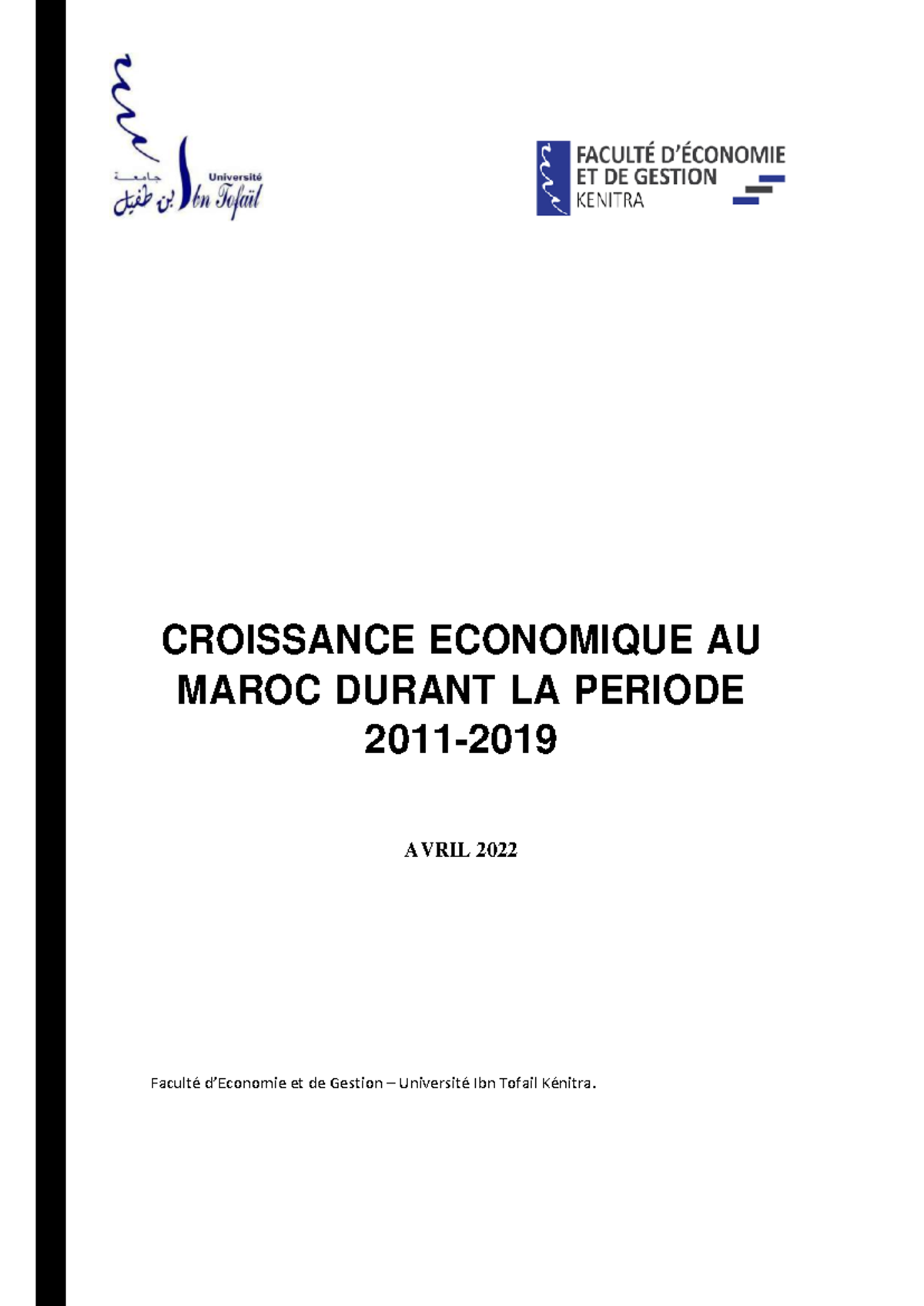 Rapport sur la Croissance économique au Maroc 2011 à 2019 - CROISSANCE ...