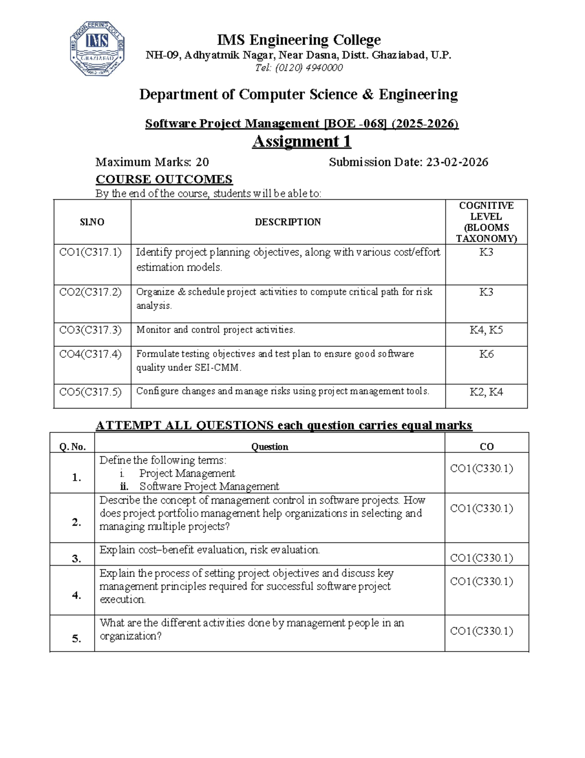 C317 Software Project Management Assignment 1 - Key Concepts ...