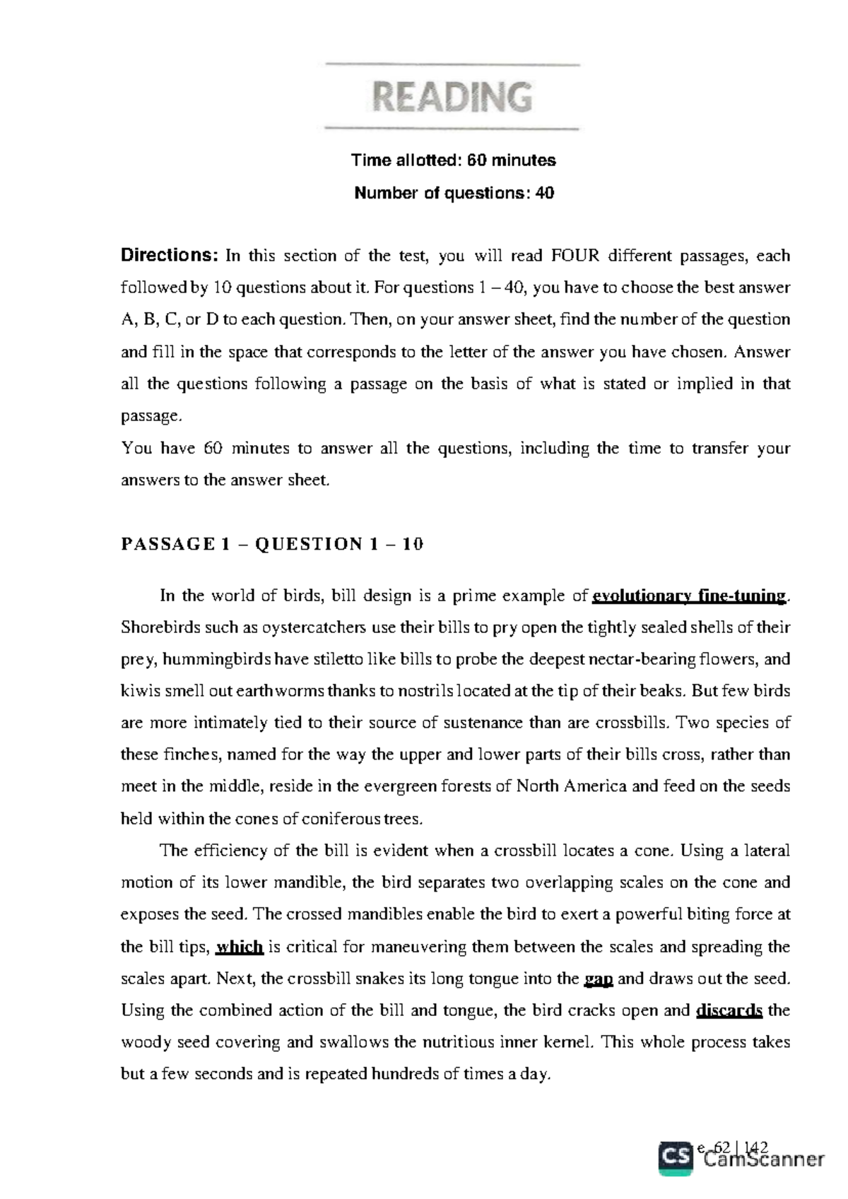 Practice Test (1): Reading Comprehension Questions and Passages - Studocu