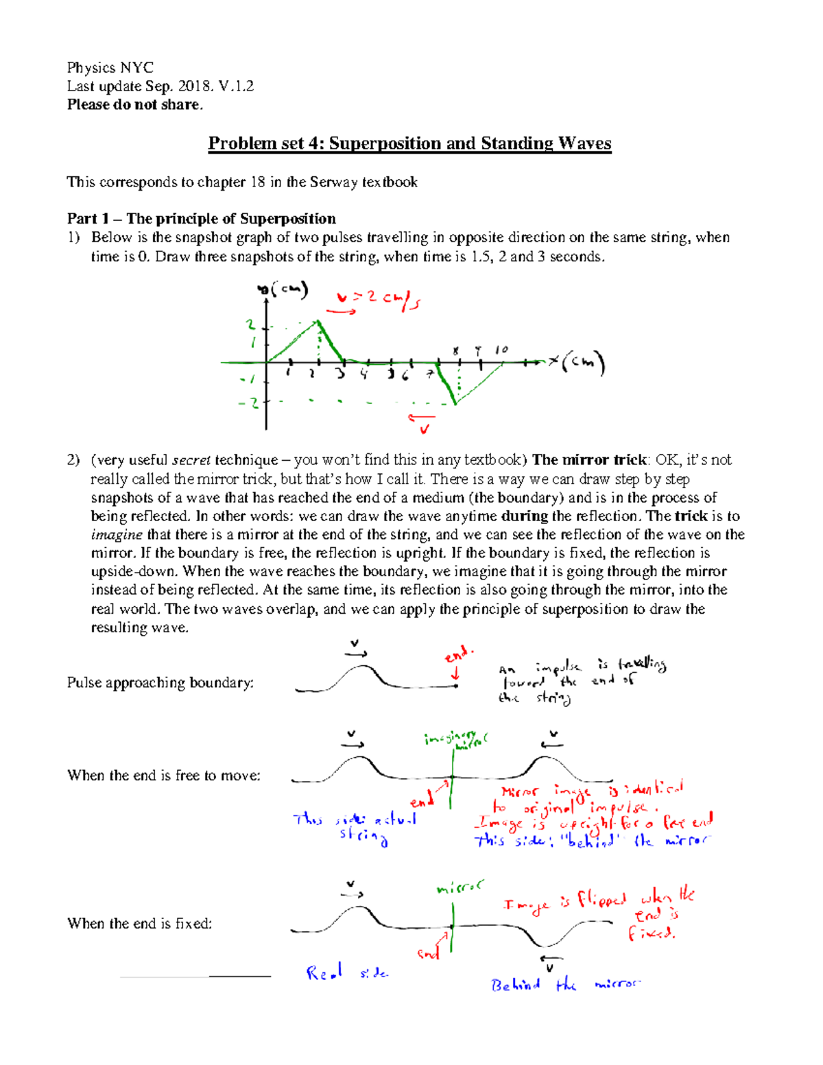 Problem Set 4: Superposition & Standing Waves in Physics NYU (2018 ...