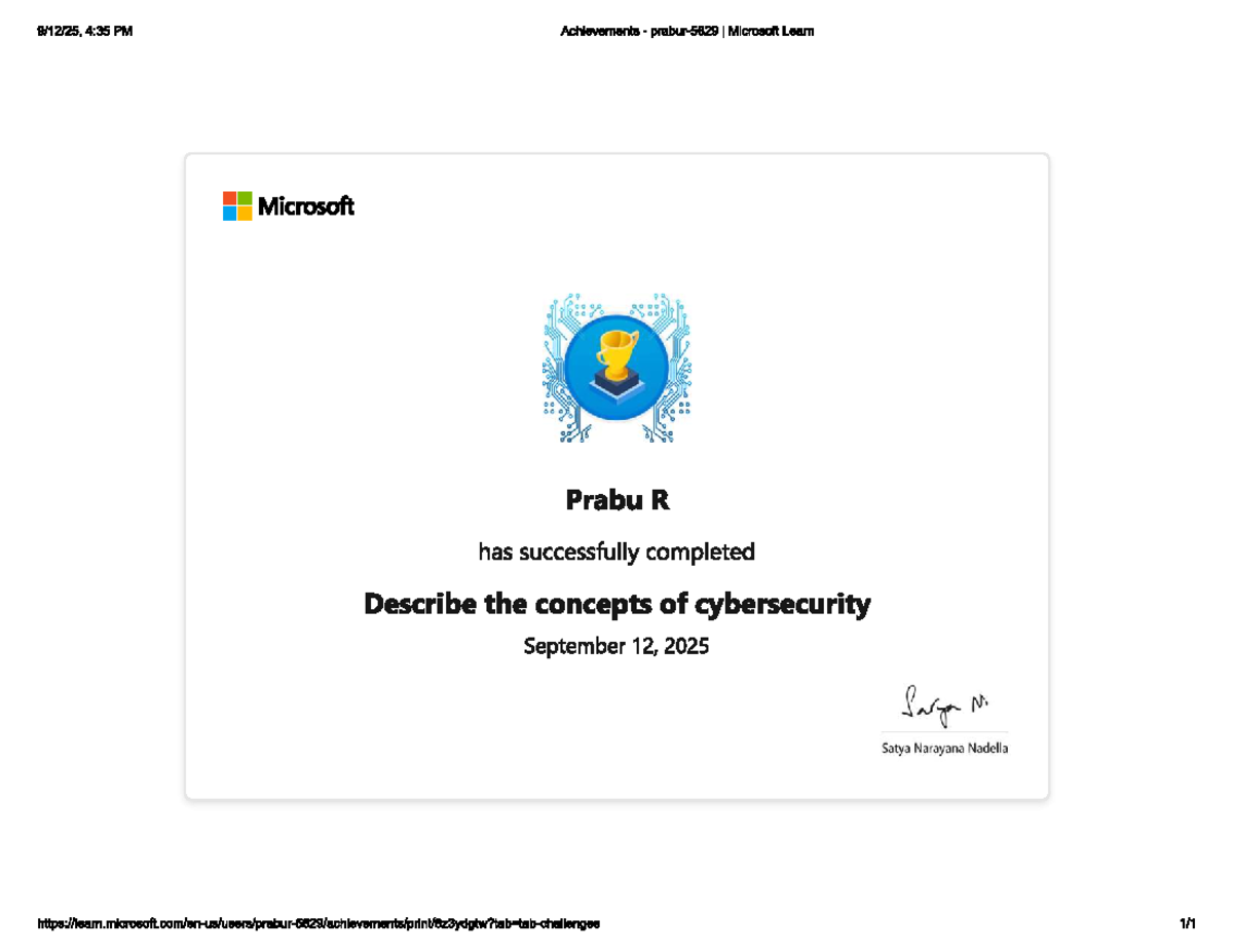 Cryptography - Cloud Computing - Microsoft Prabu R has successfully ...