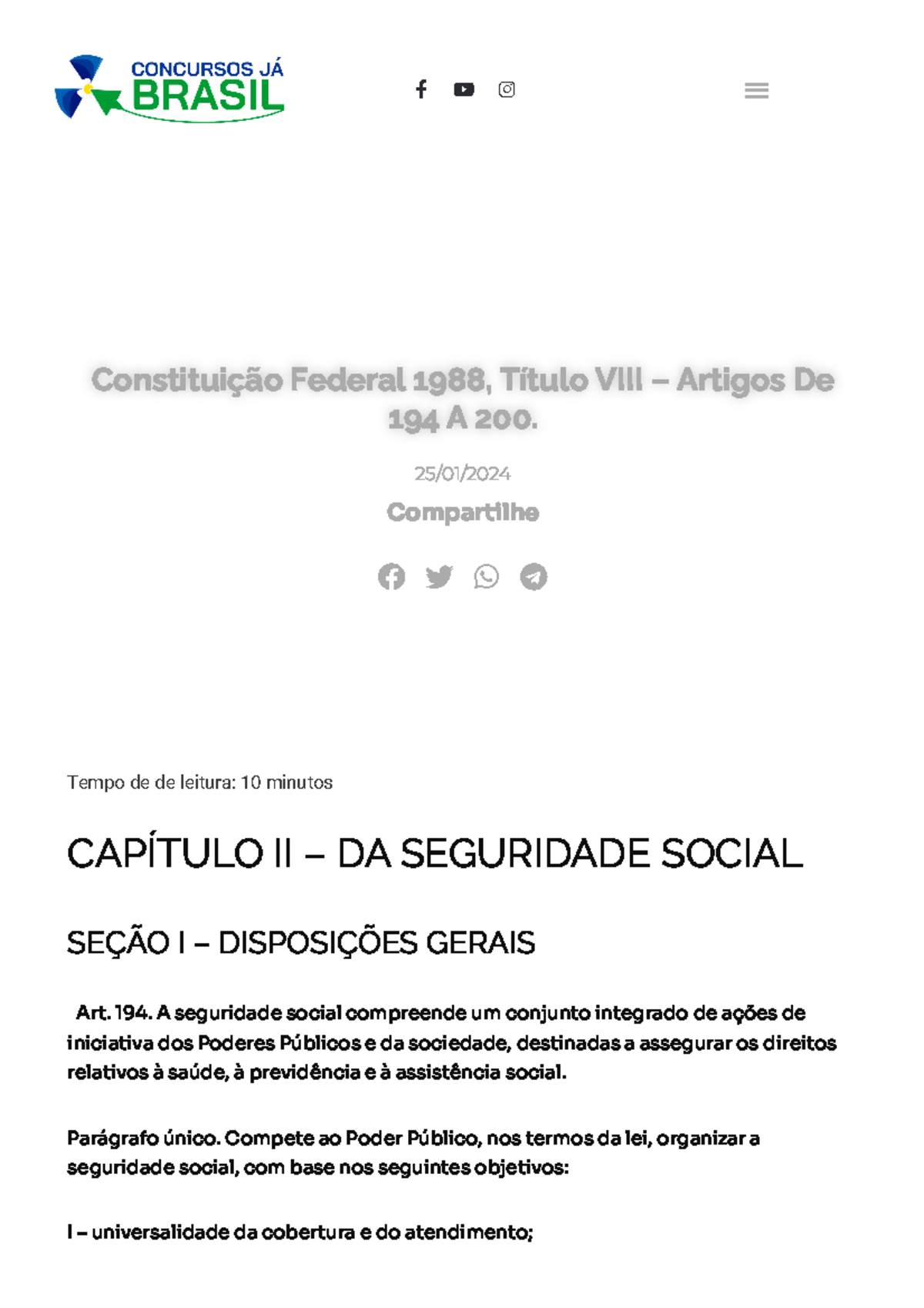 Constituição Federal 1988: Título VIII - Artigos 194 a 200 Análise ...