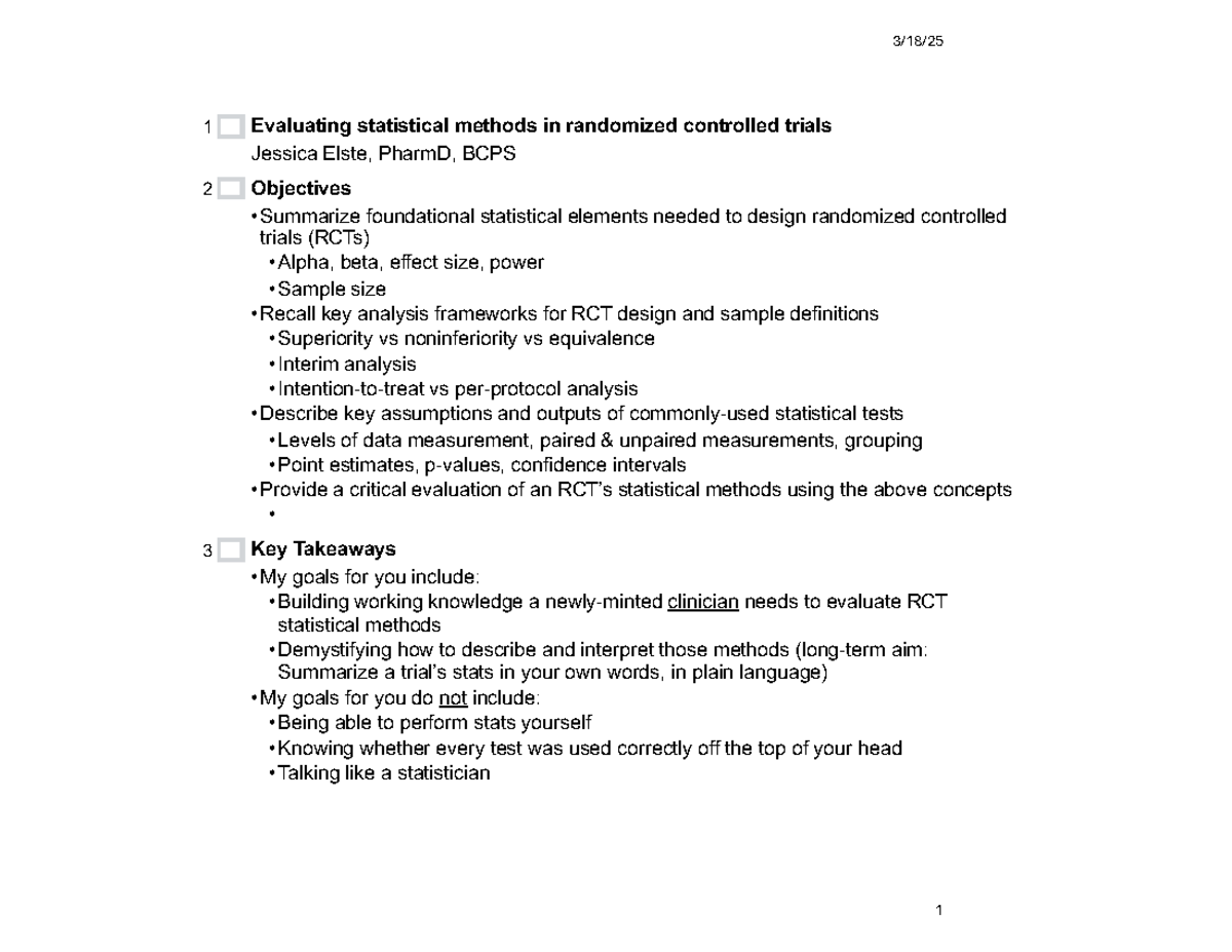 Statistical Methods in RCTs: An Overview and Evaluation Techniques - 3 ...
