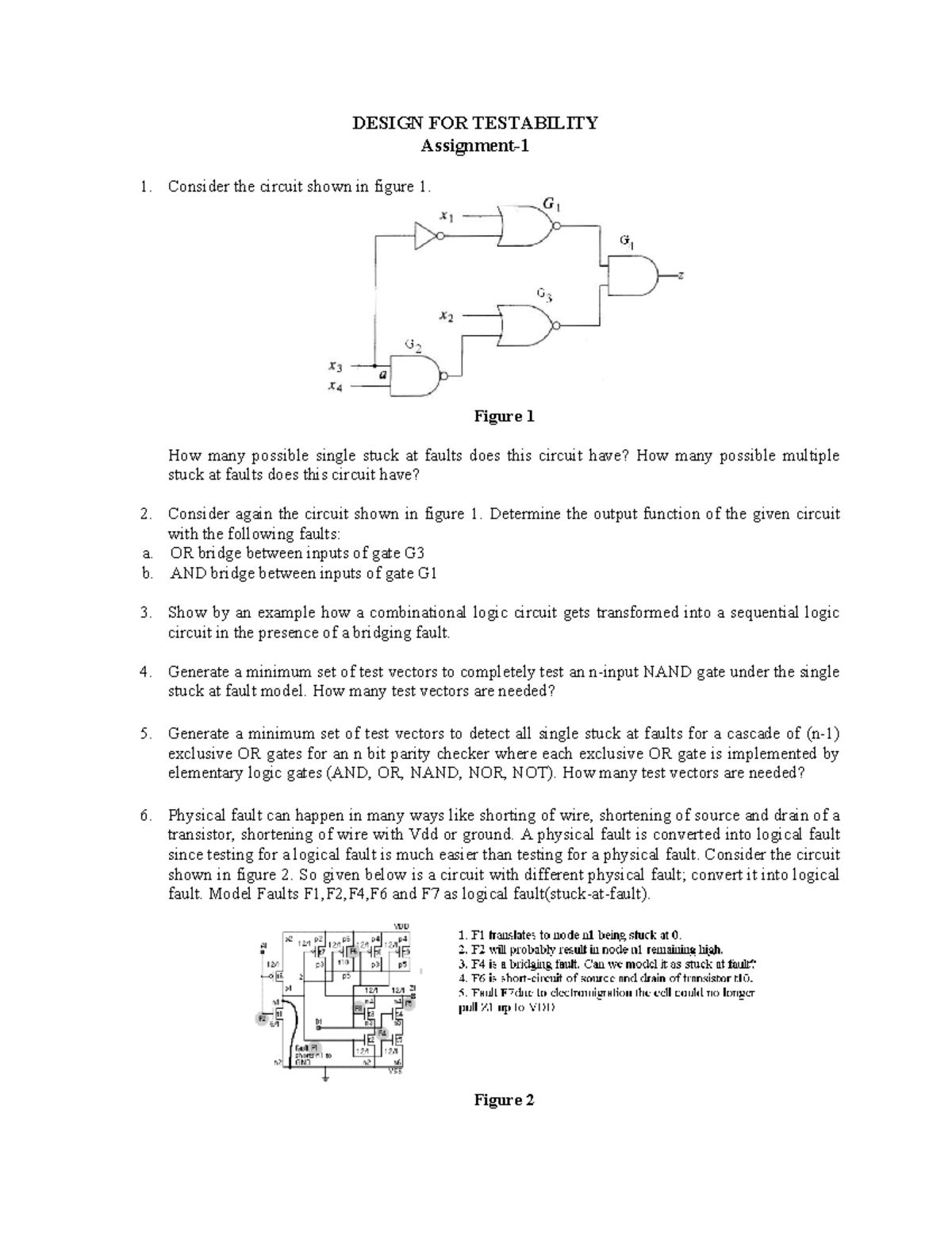 DESIGN FOR TESTABILITY: Assignment 1 Analysis and Fault Detection - Studocu