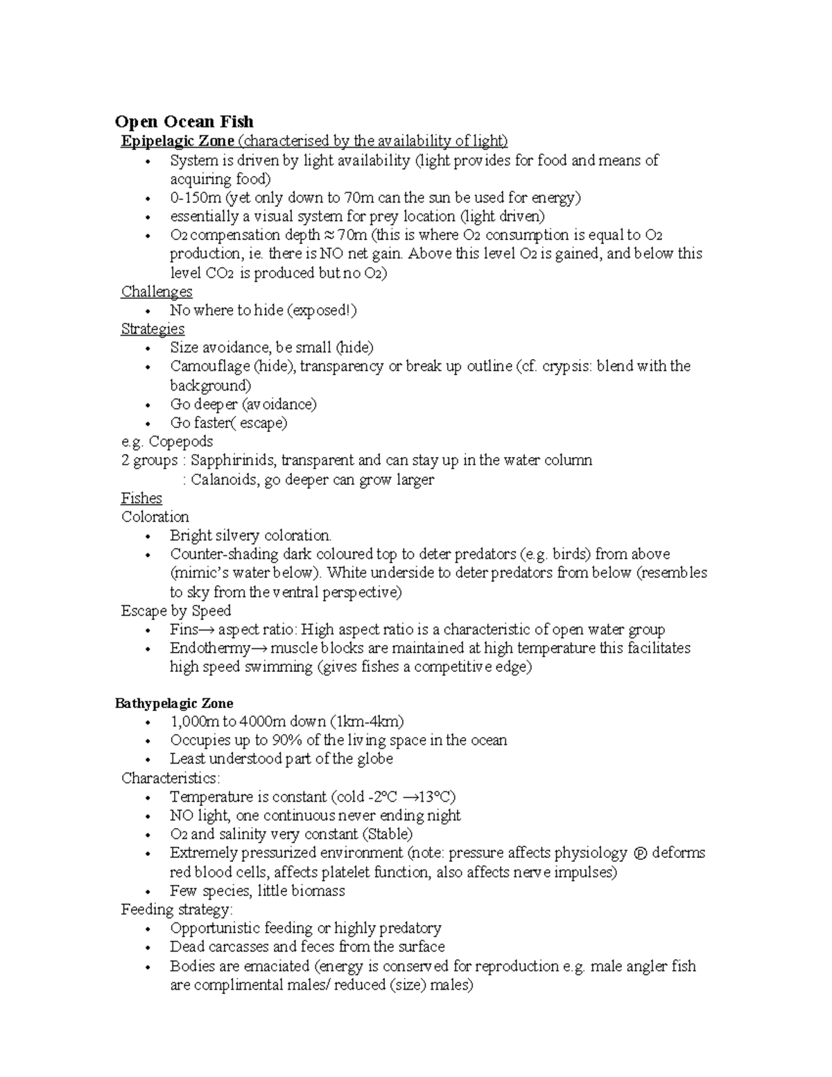 Fish Summary - Lecture Notes (BIO 101) - Studocu