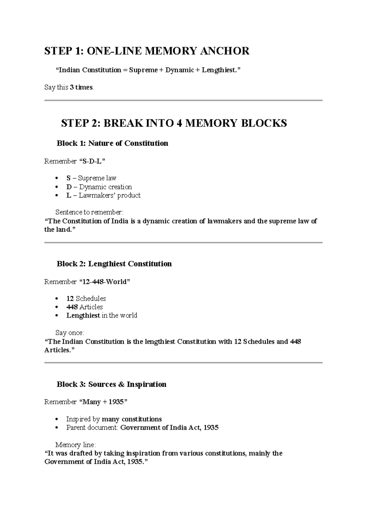 Constitution Study Notes: Key Concepts & Important Cases - Studocu