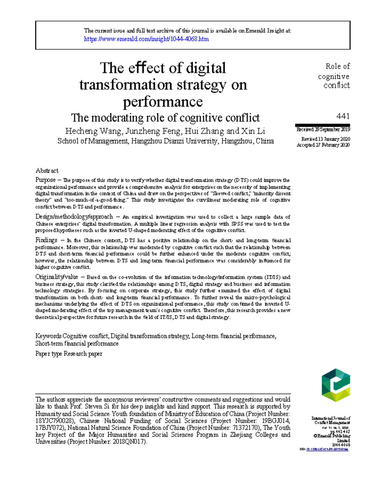 The Effect of Digital Transformation Strategy on Performance: The Role ...