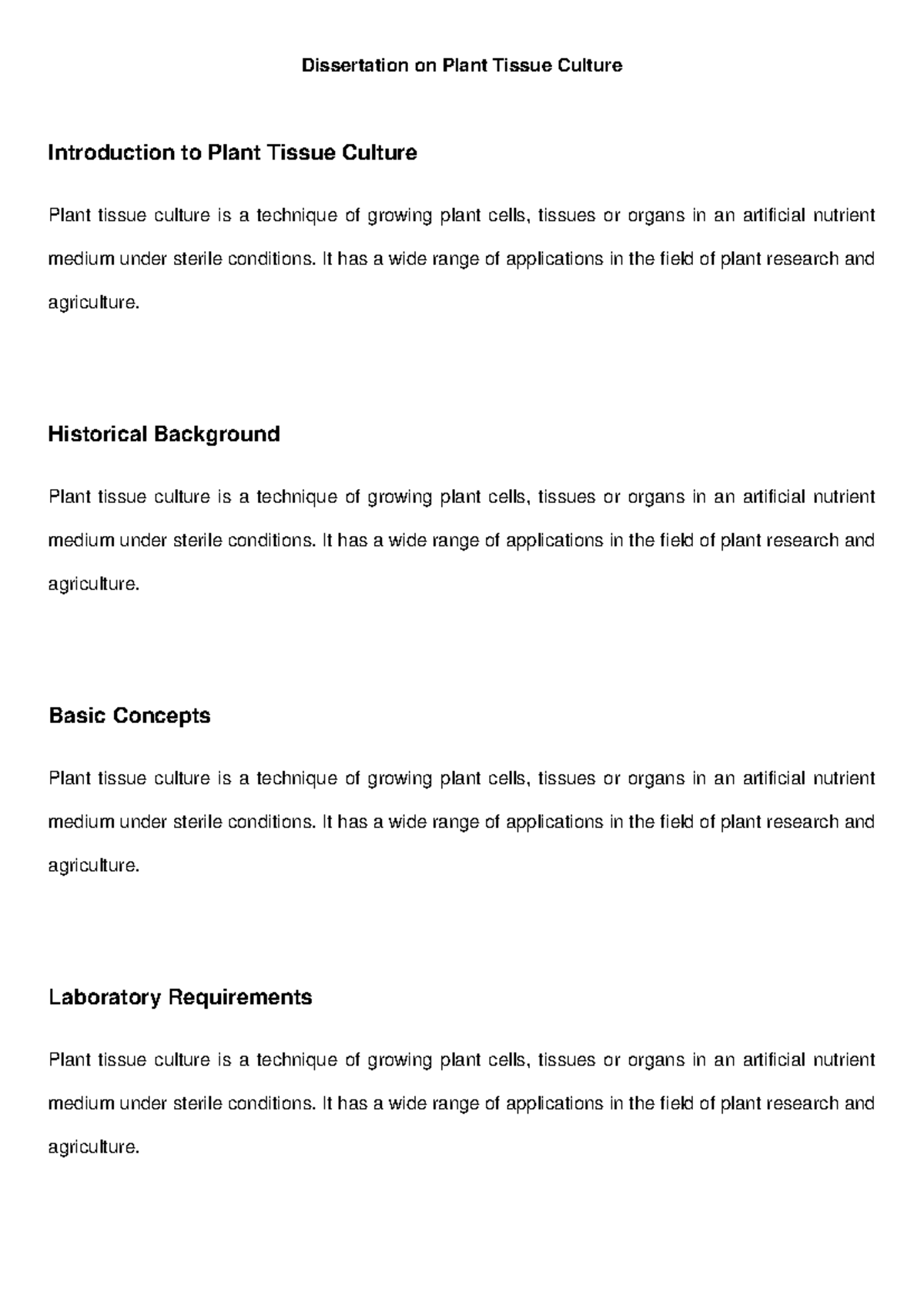 Plant Tissue Culture Dissertation: Techniques, Applications & Advances ...