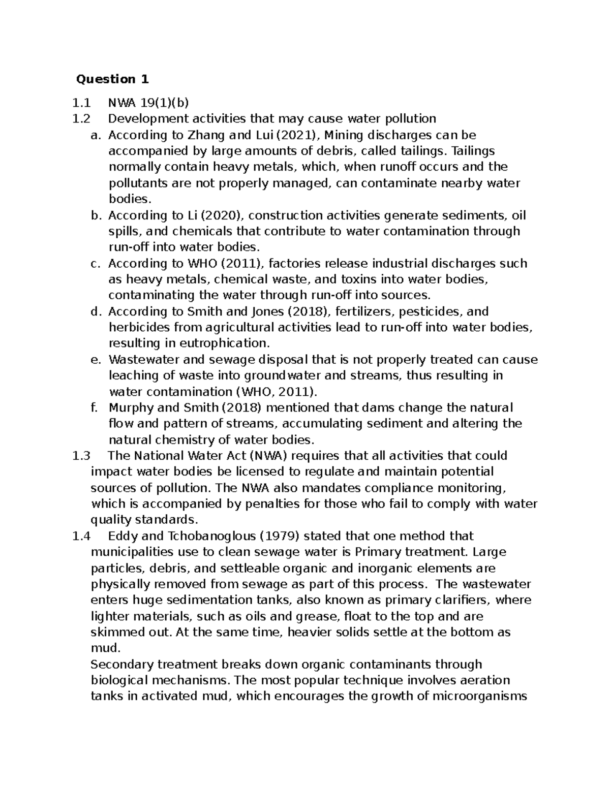 Geography Assignment: Water Pollution & Hazardous Material Management ...