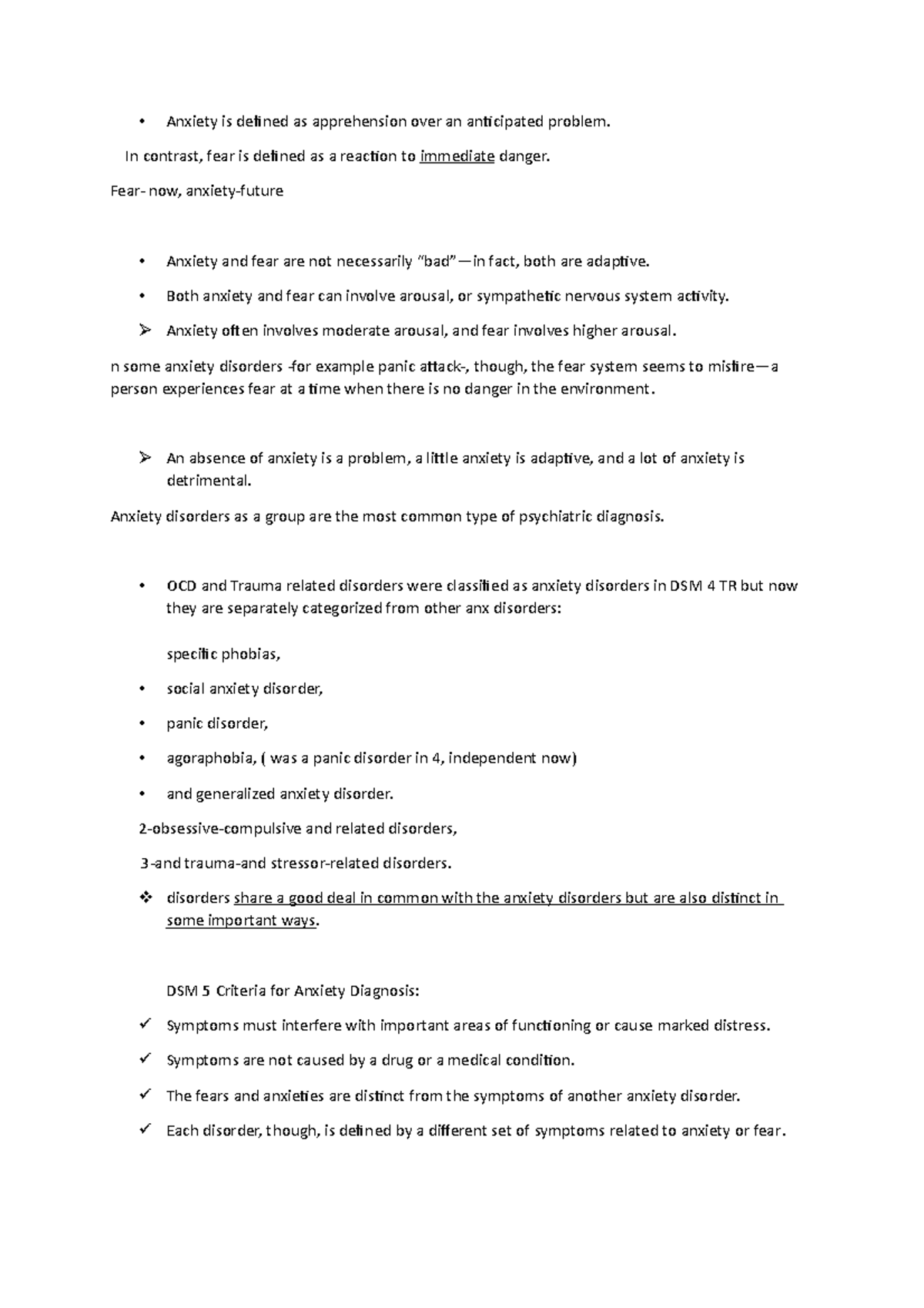 Anxiety Disorders - Lecture Notes on DSM-5 Criteria & Treatments - Studocu