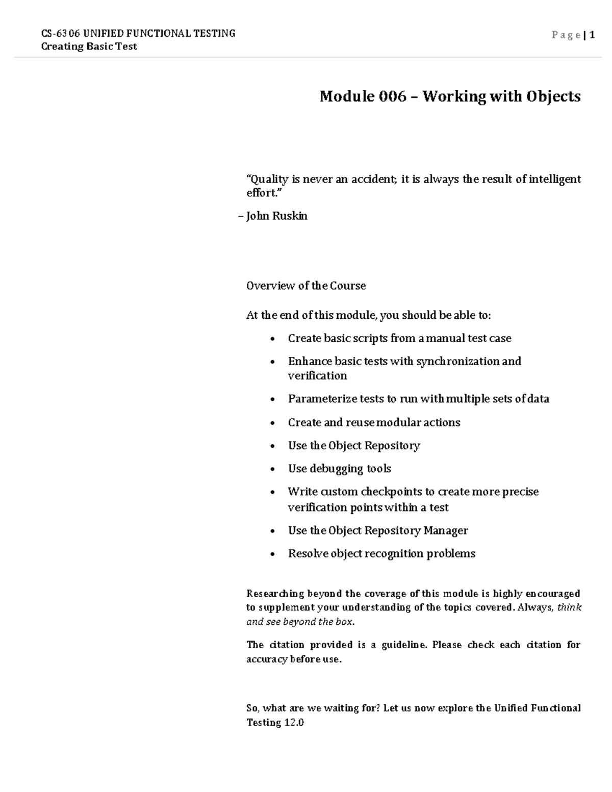 Module 006 Final Exam: Working with Objects in GUI Testing - Studocu