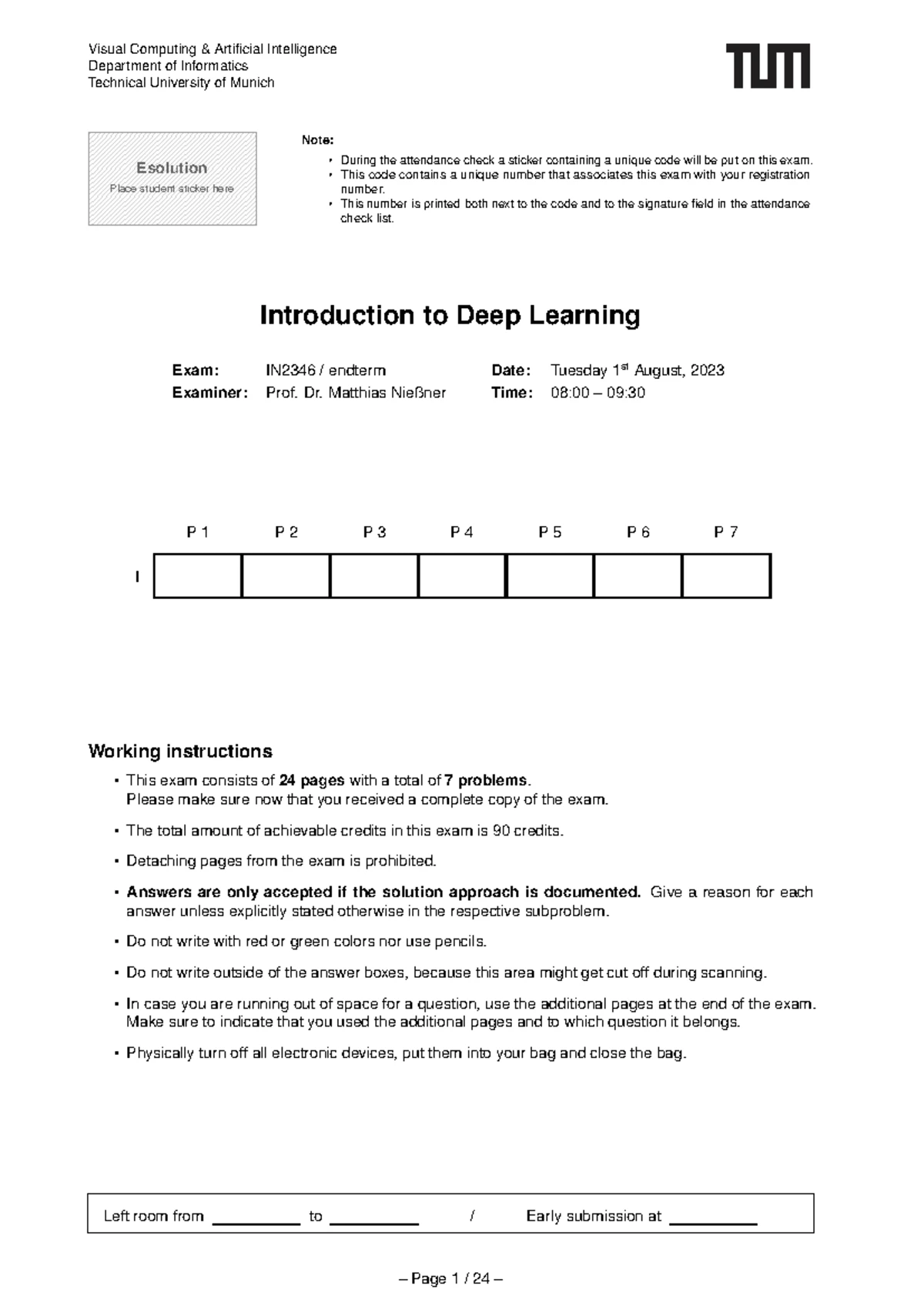 IN2346 Deep Learning Endterm Exam - Technical University of Munich ...
