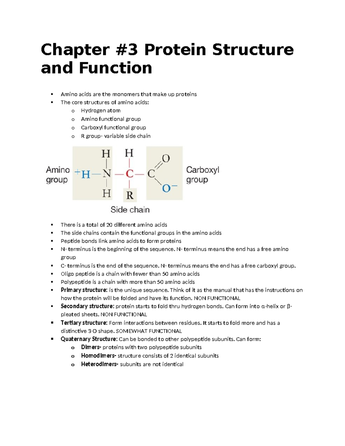 Chapter 3: Protein Structure and Function Overview (Biology 101 ...