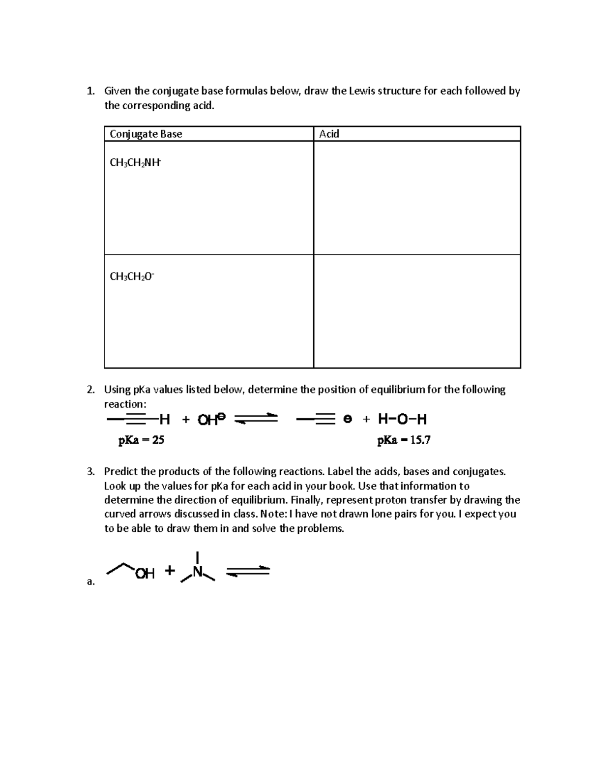 Acid-Base Worksheet: Lewis Structures & Equilibrium Analysis - Studocu