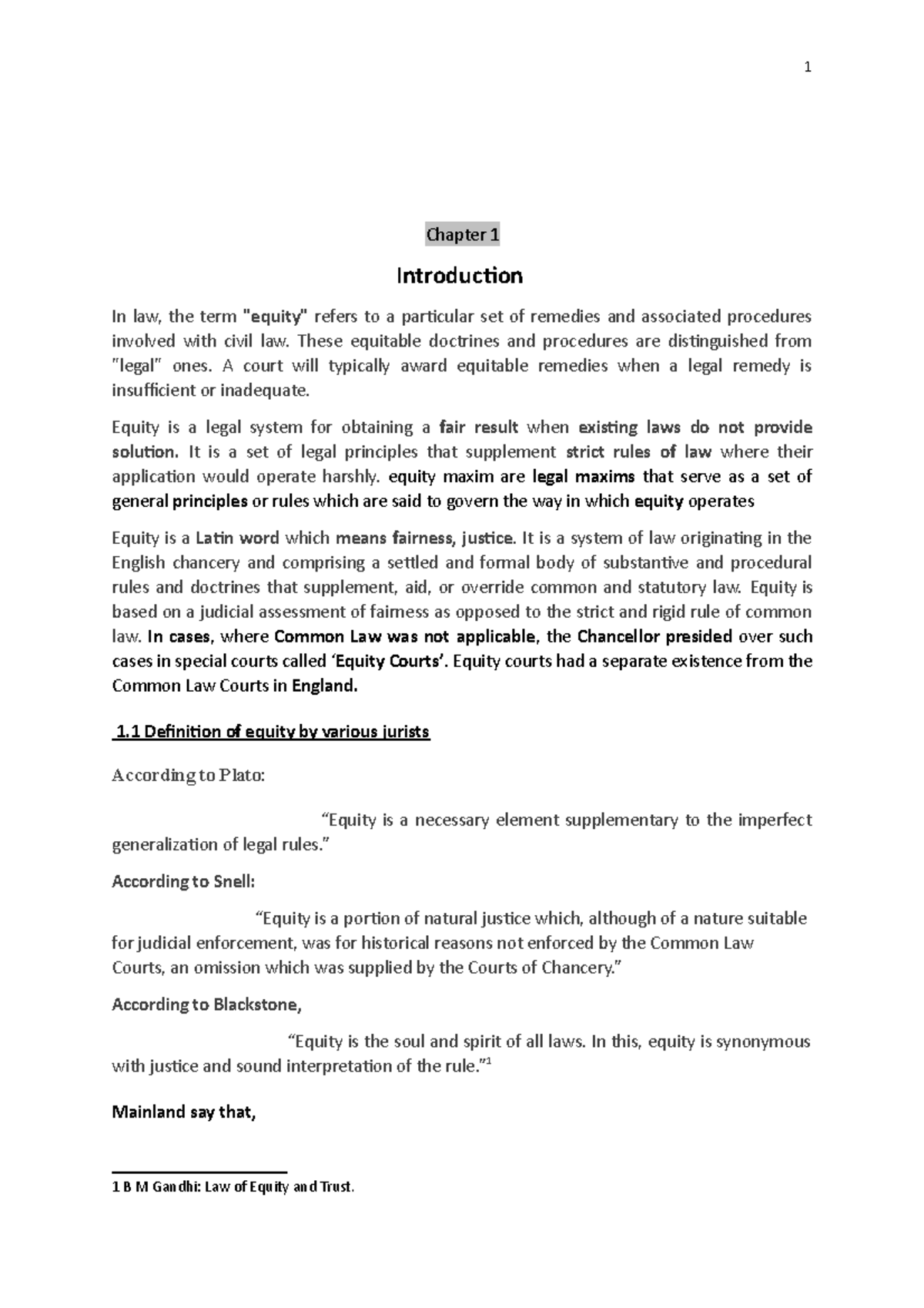 Equity in Law: An Overview of Principles and Practices (LAW 101) - Studocu