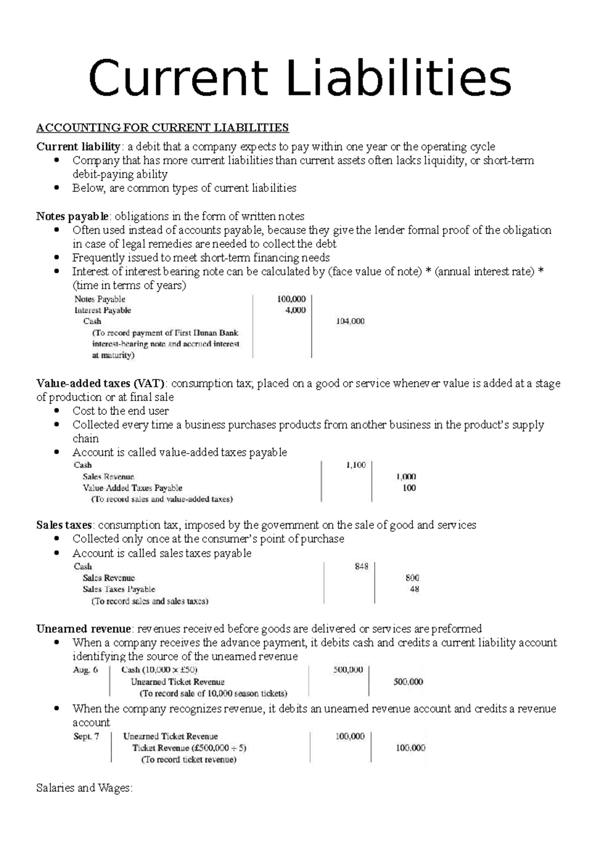 Chapter 10: Understanding Current Liabilities in Accounting - Studeersnel