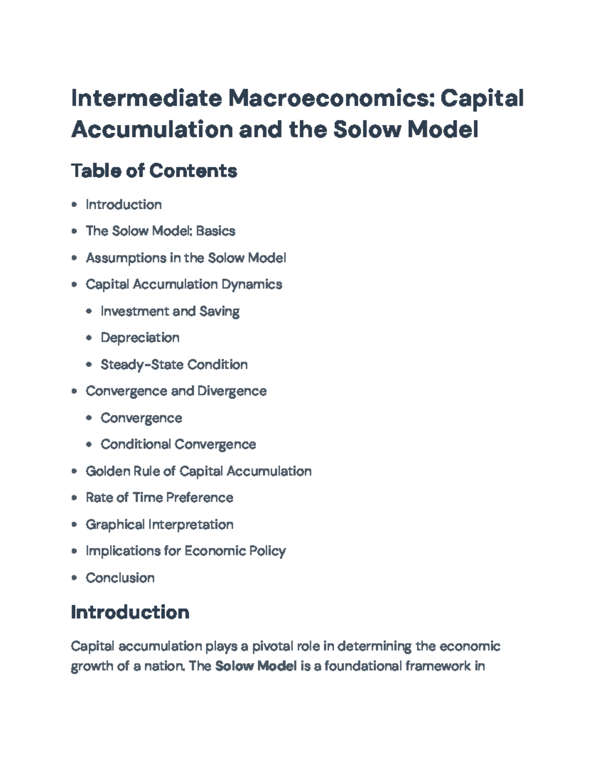 Intermediate Macroeconomics: Capital Accumulation & Solow Model ...
