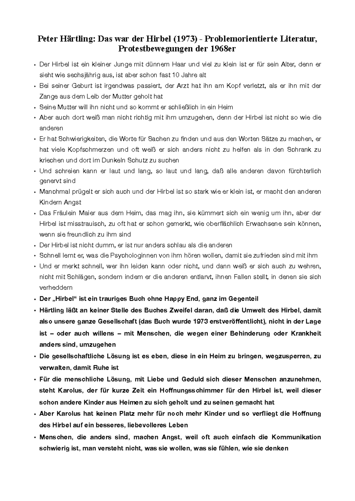 Das war der hirbel Peter Härtling Kinder und Jugendpsychiatrie Uni