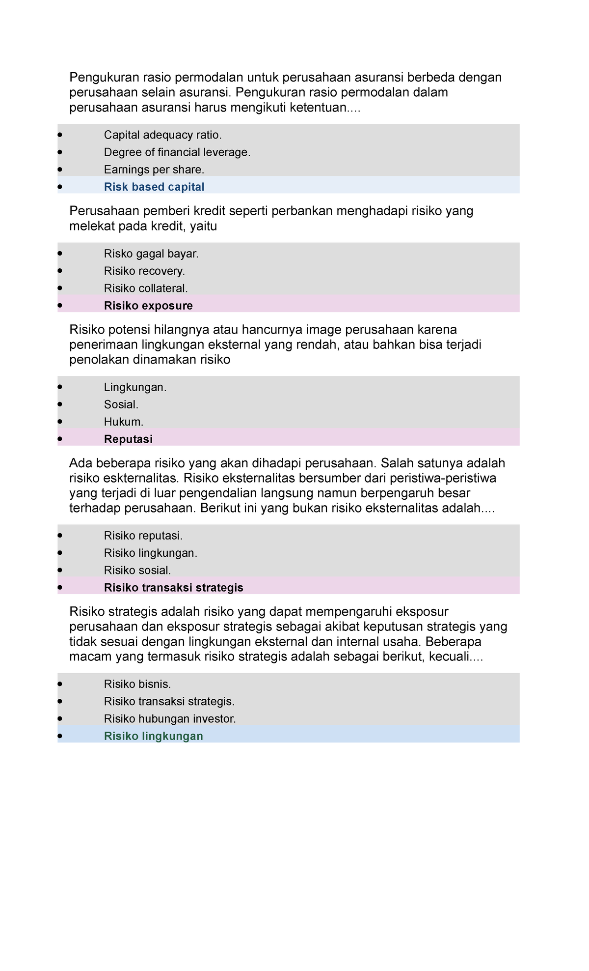 Pengukuran Rasio Permodalan & Risiko pada Perusahaan Asuransi dan ...