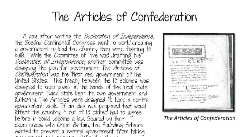 Doodle Notes on The Articles of Confederation: Key Issues & Rebellions ...